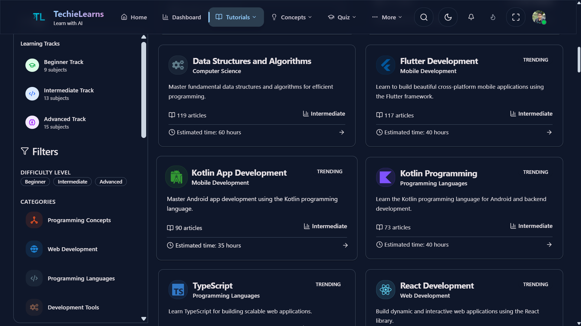 TechieLearns — AI Learning Platform screenshot 4