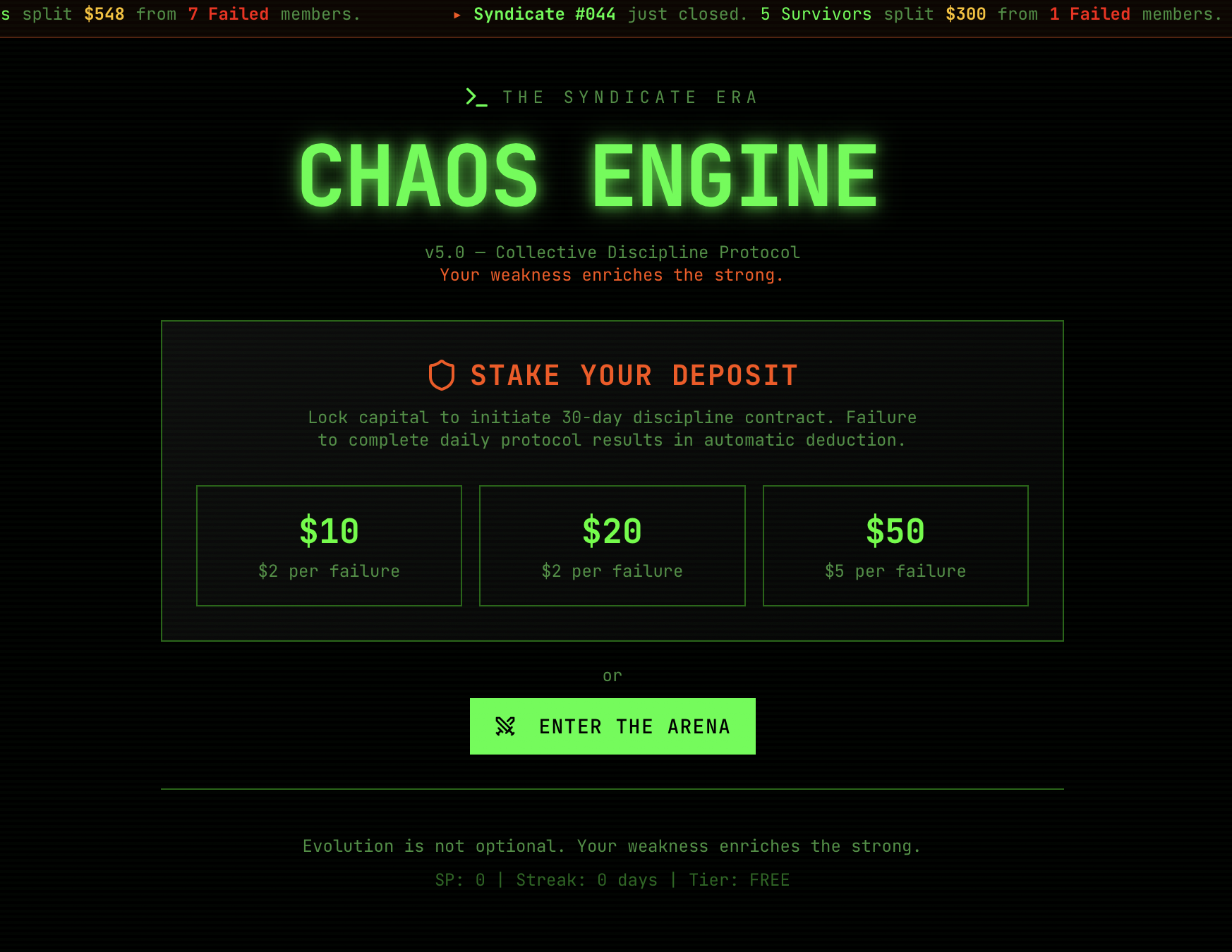 CHAOS ENGINE – No-Mercy AI Workouts screenshot 1