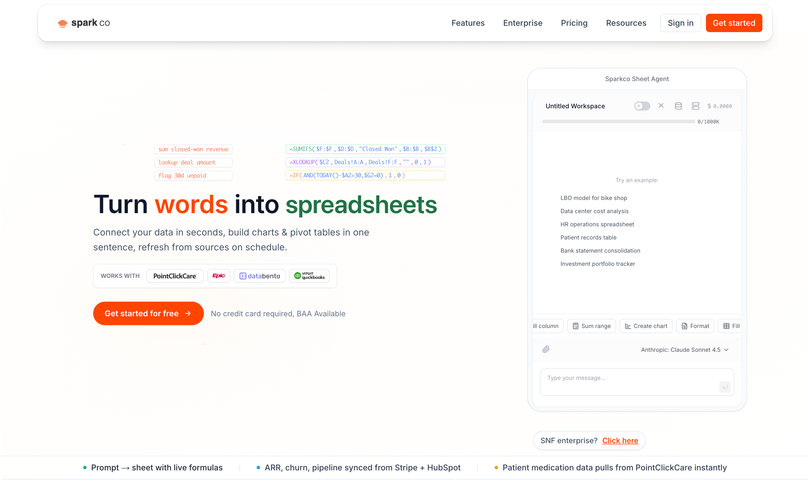 Sparkco AI Sheets screenshot 2