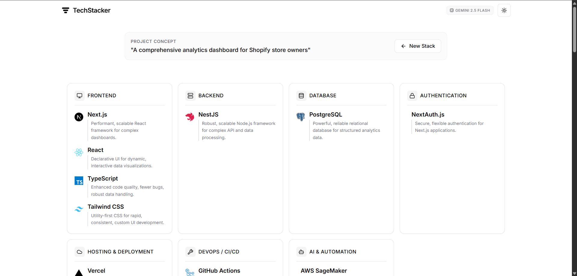 TechStacker – AI Tech Stack Generator screenshot 2