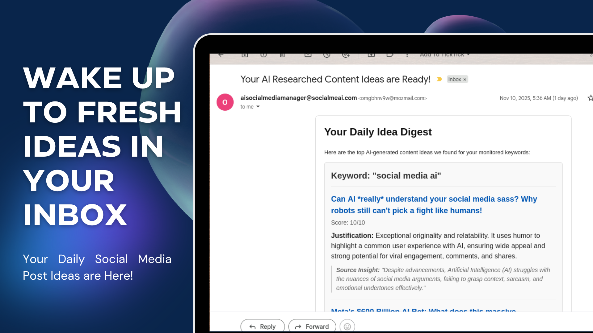AI-Researched Social Media Post Ideas screenshot 1