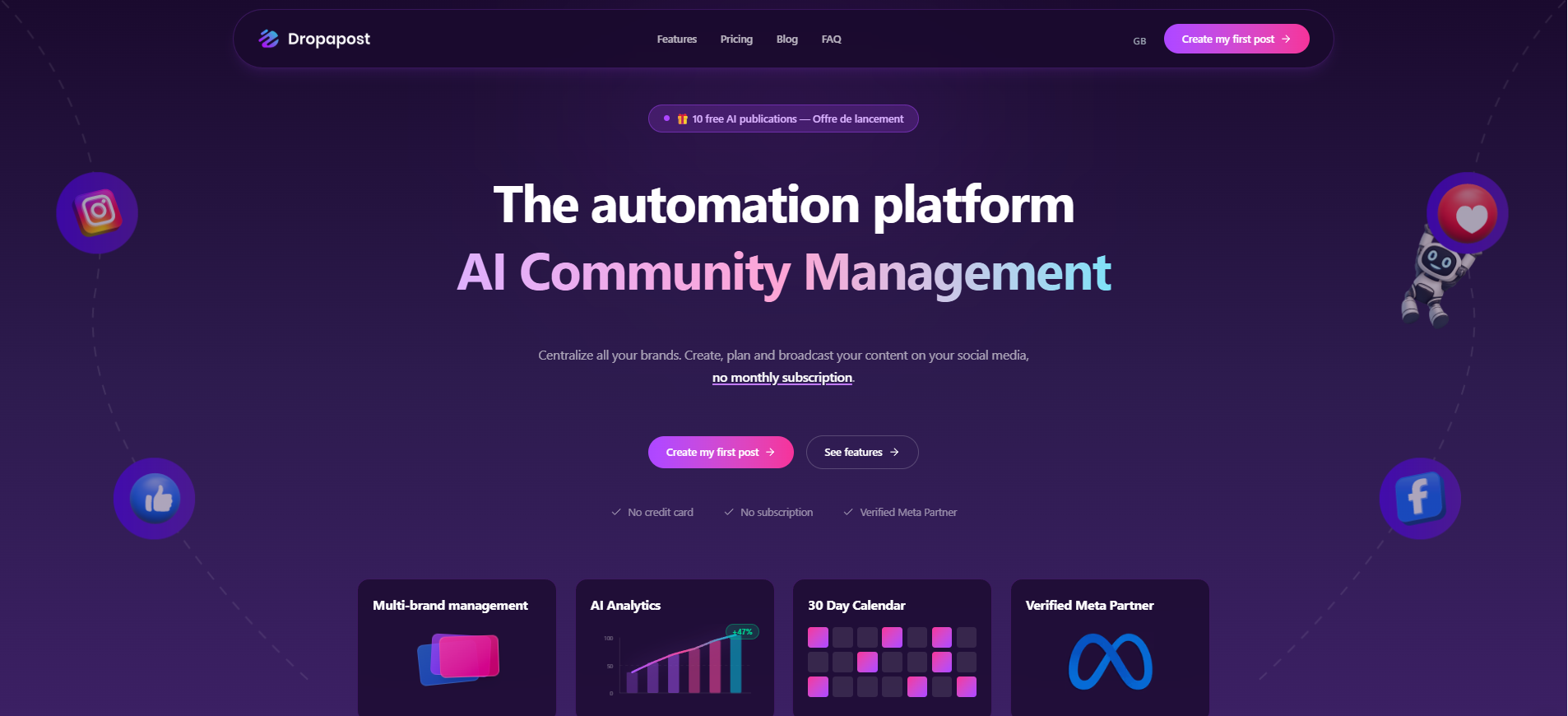 Dropapost — AI Social Media Manager screenshot 1