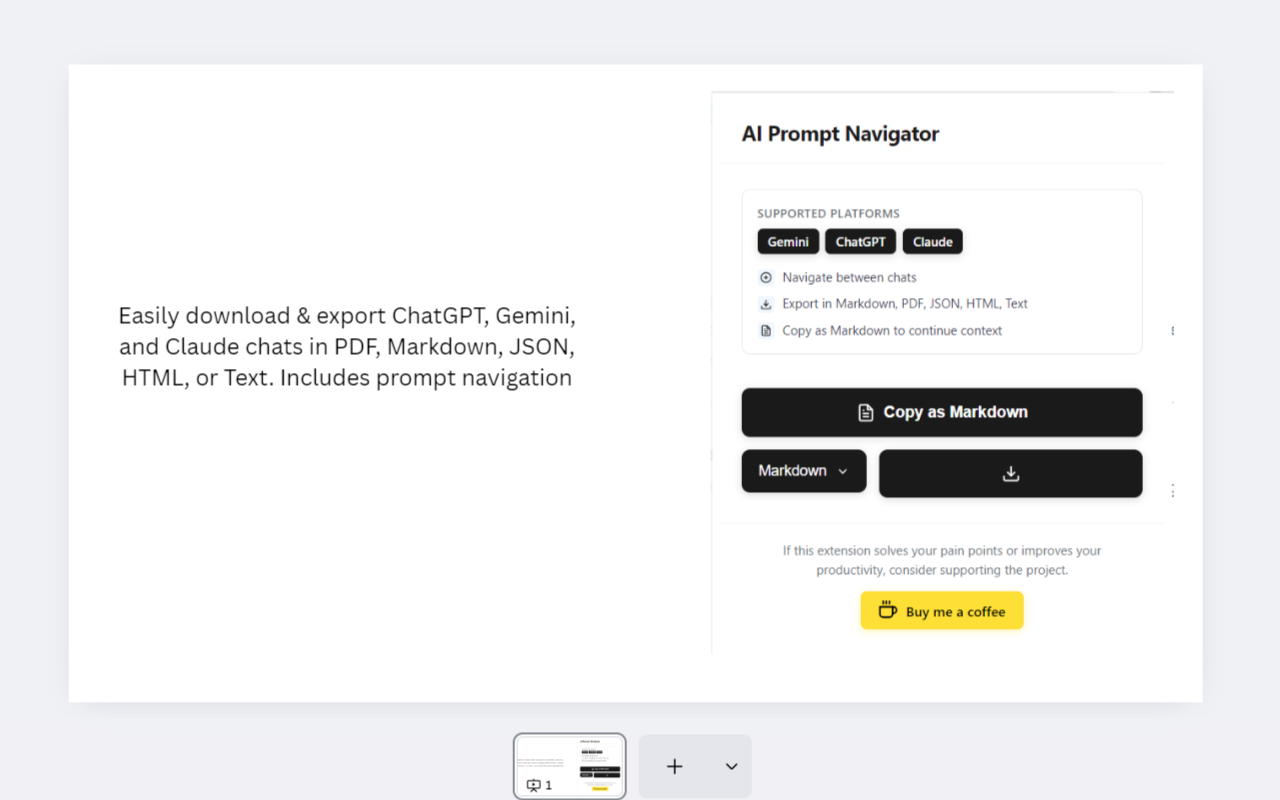 Chatgpt/gemini/claude chat export & Nav screenshot 2
