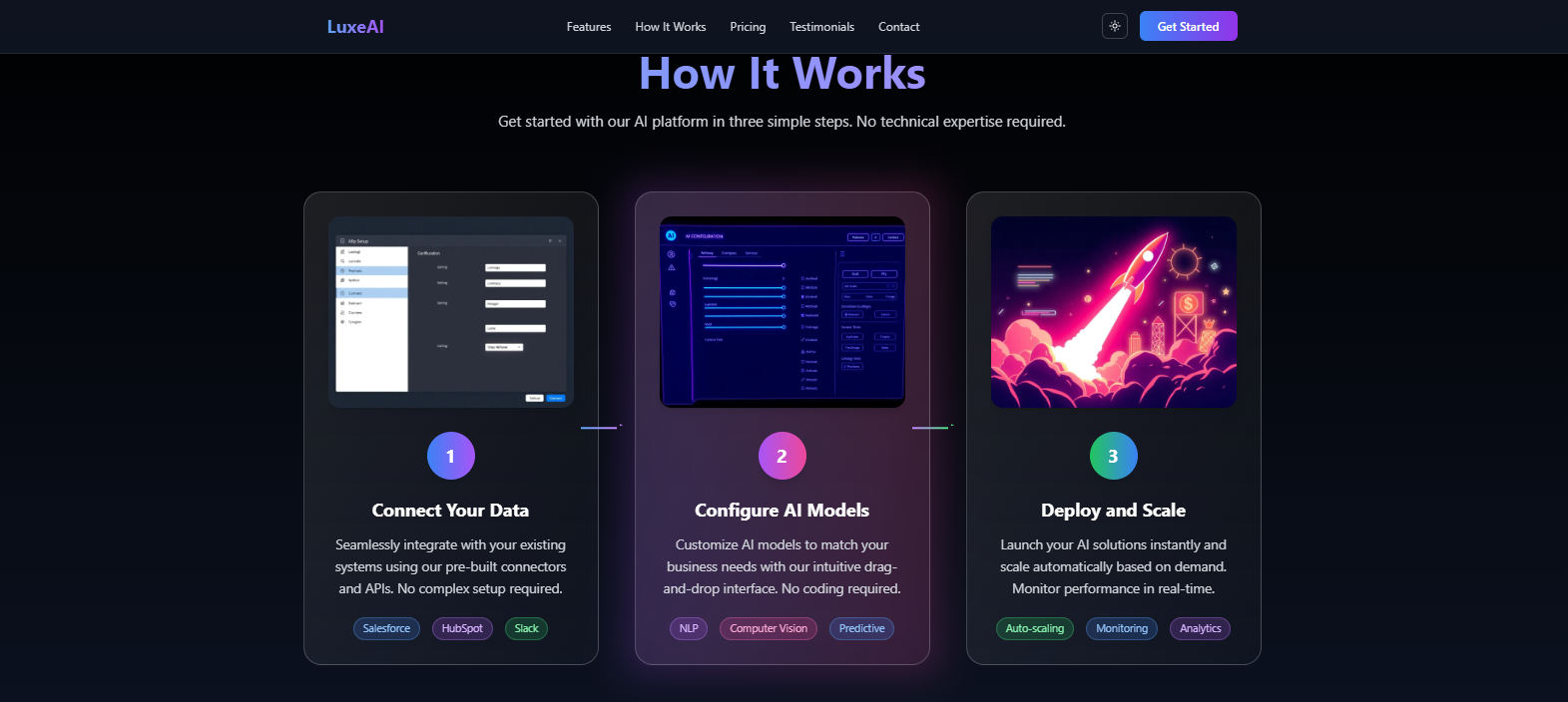 LuxeAI – Premium AI SaaS Landing Page screenshot 3