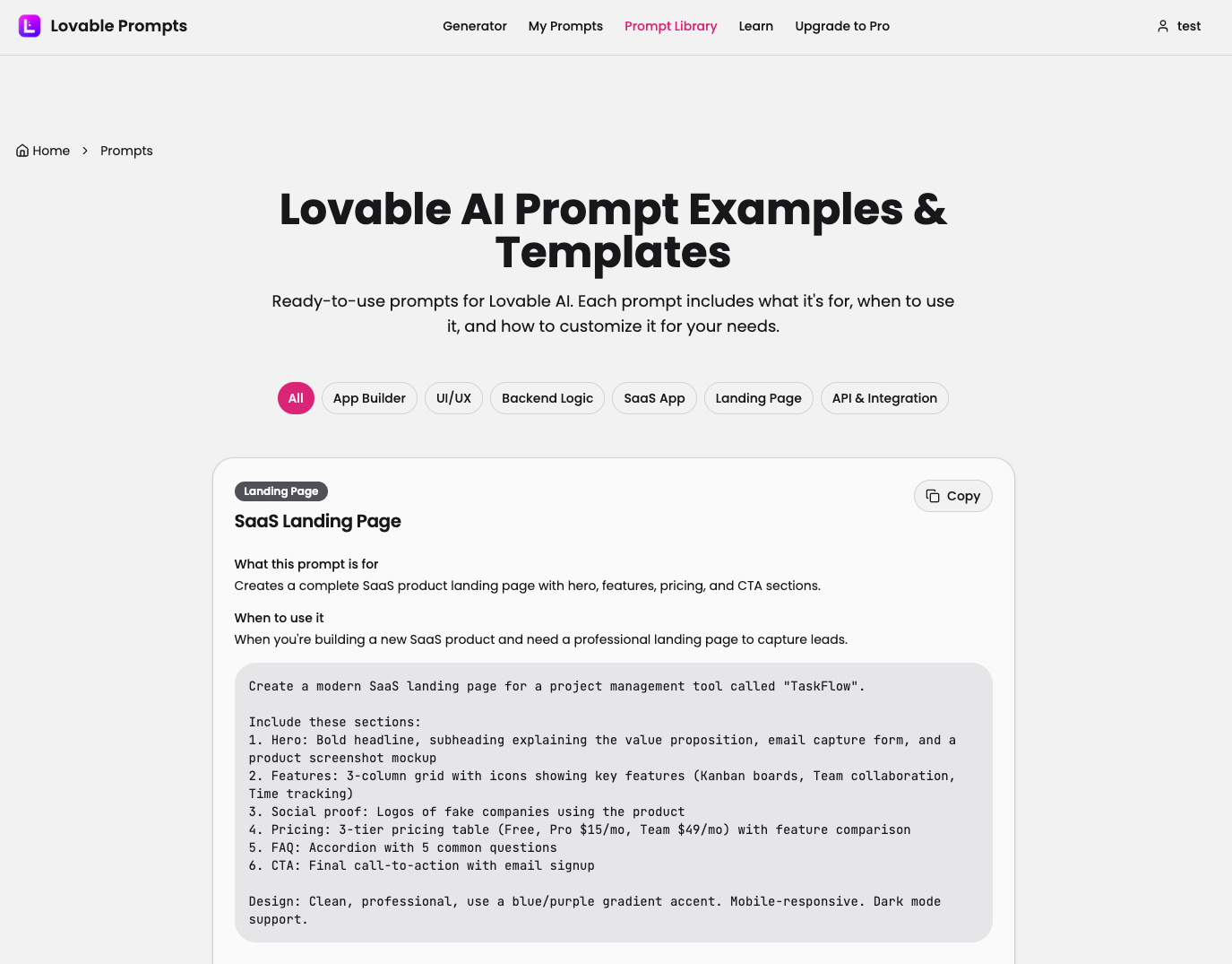 Lovable-prompts.com screenshot 4