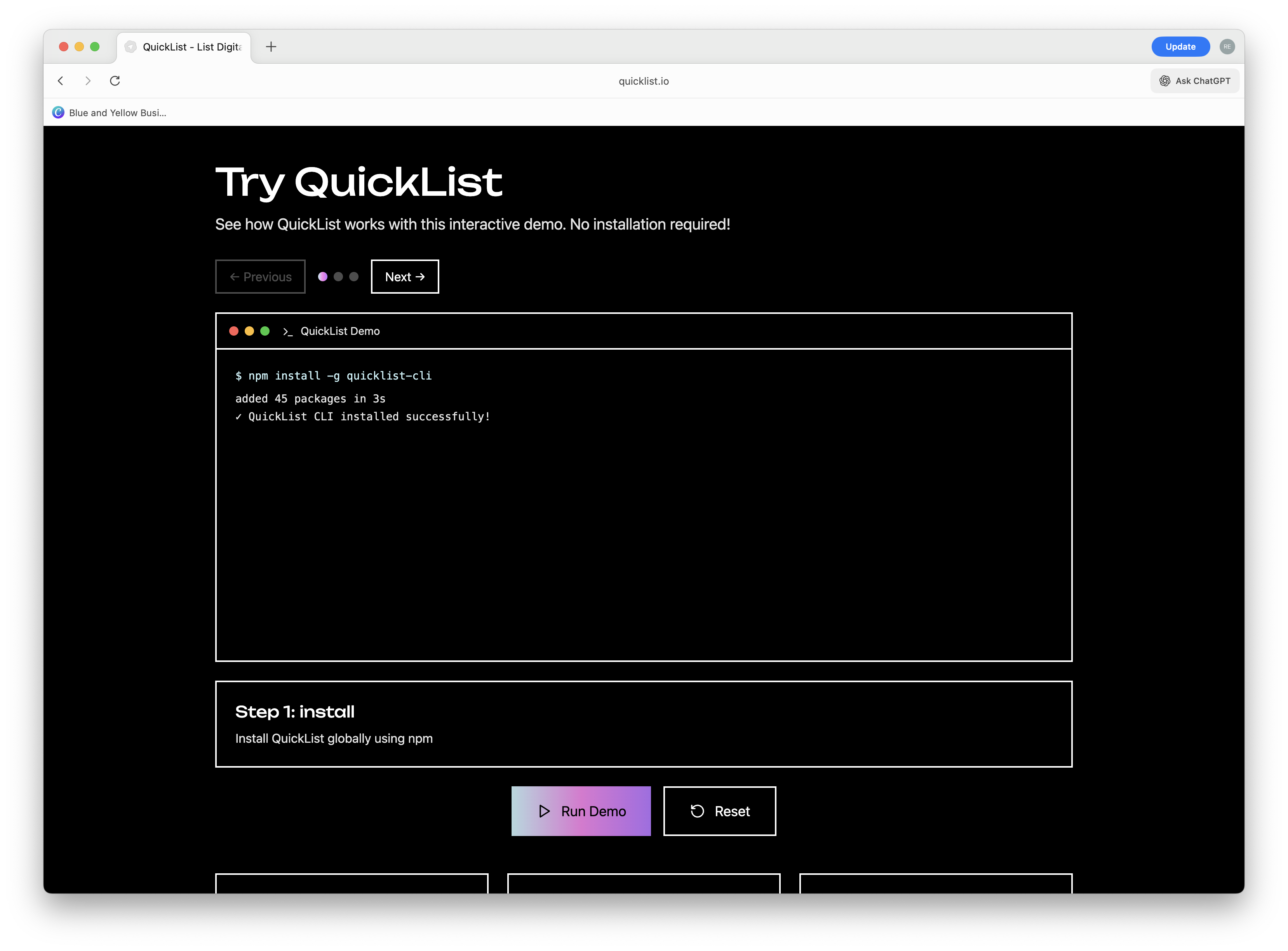 QuickList screenshot 2