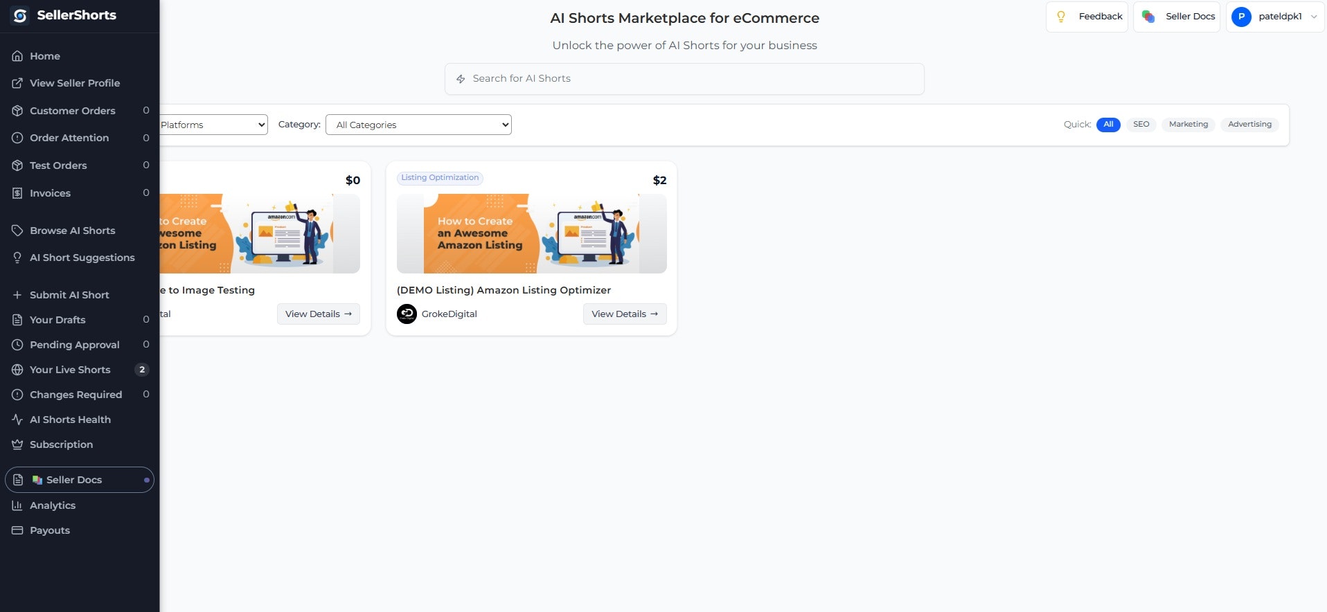 SellerShorts screenshot 2