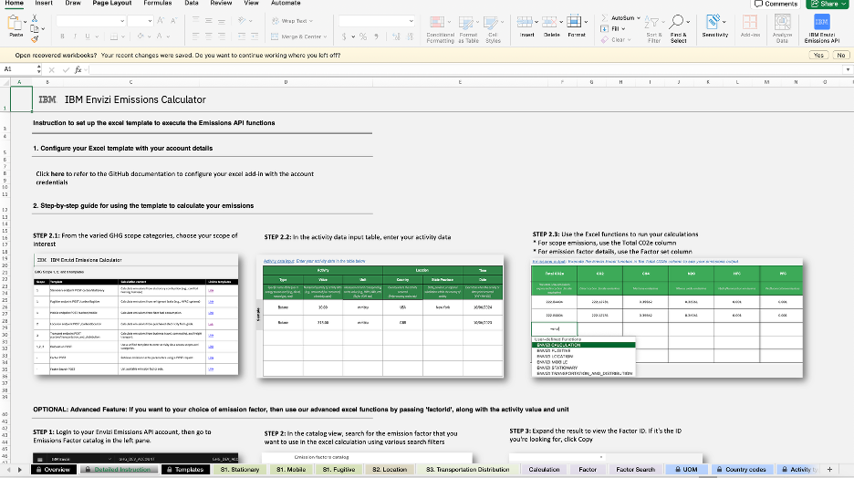 IBM Envizi Excel Emissions Calculator screenshot 3