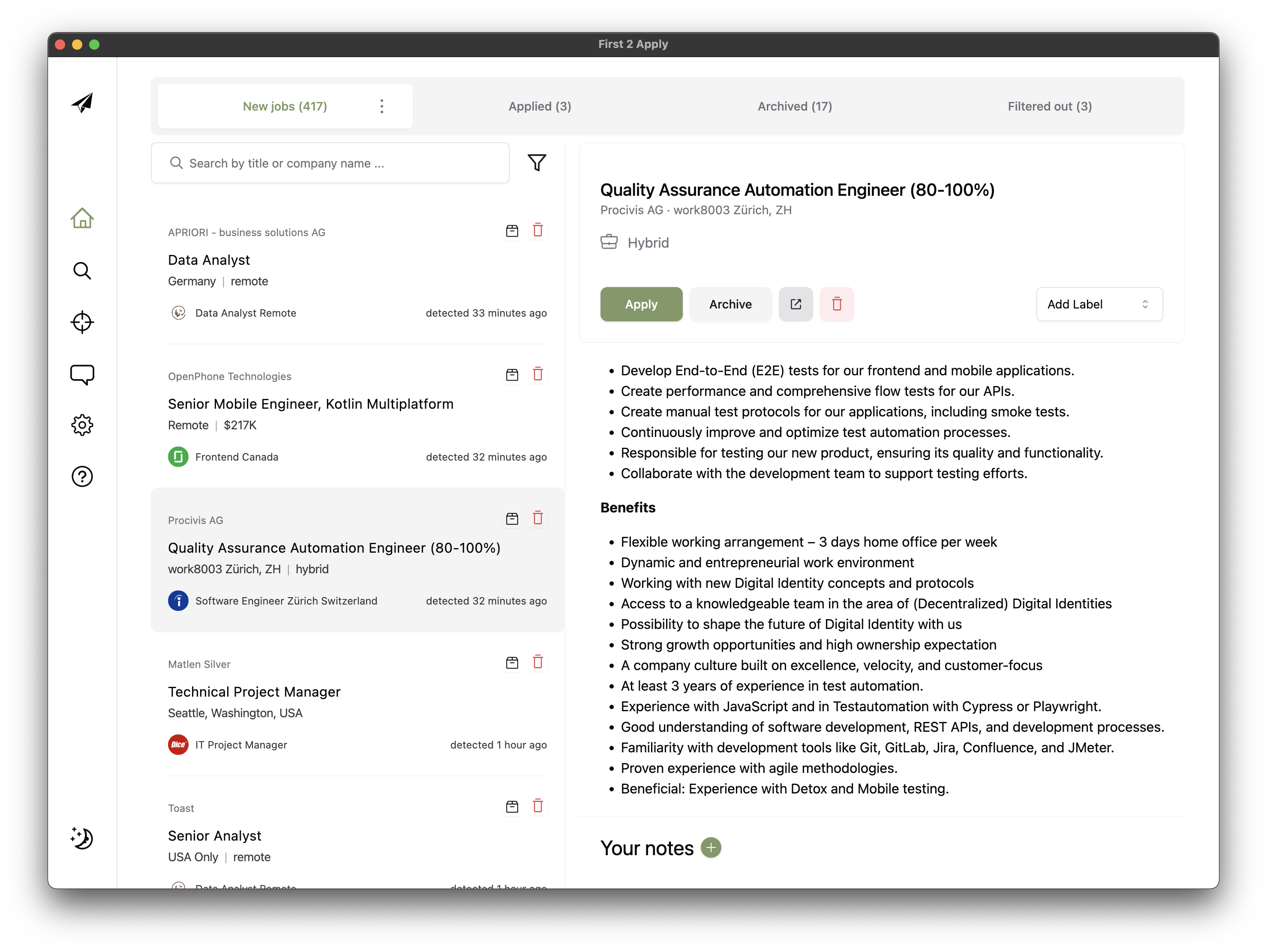 First 2 Apply screenshot 2