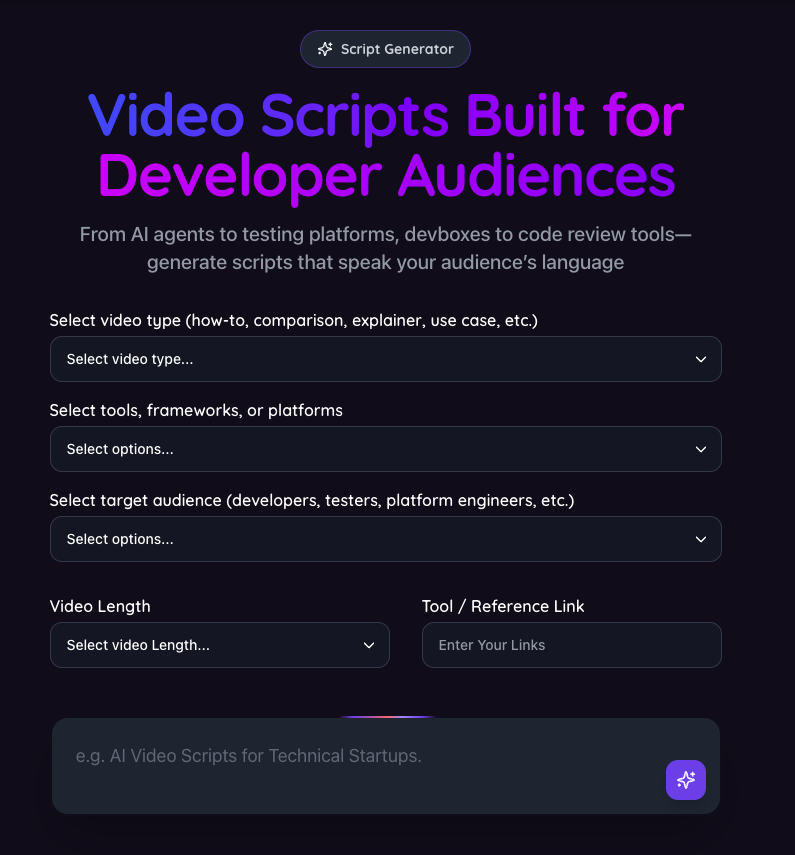 Infrasity Video Script Generator screenshot 1