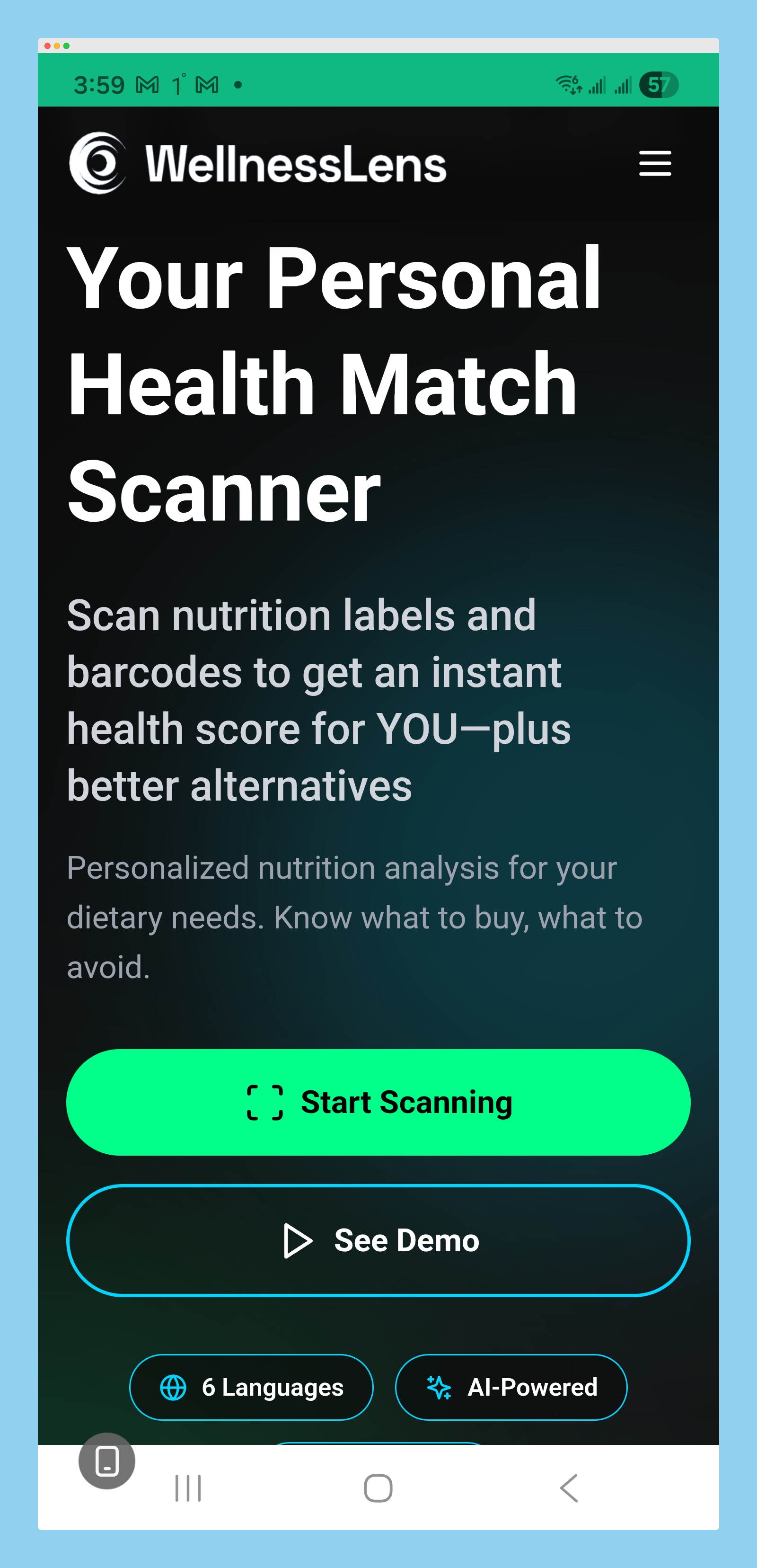 WellnessLens screenshot 1