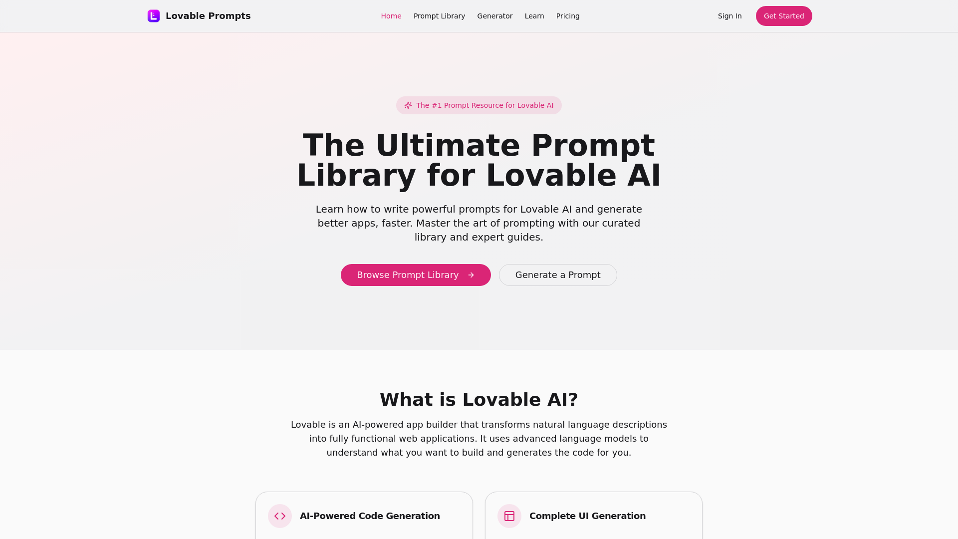 Lovable-prompts.com screenshot 1