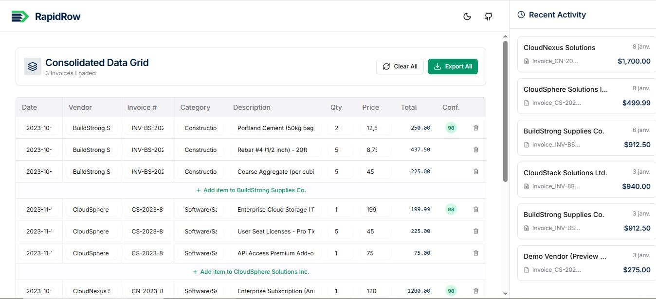 RapidRow screenshot 2