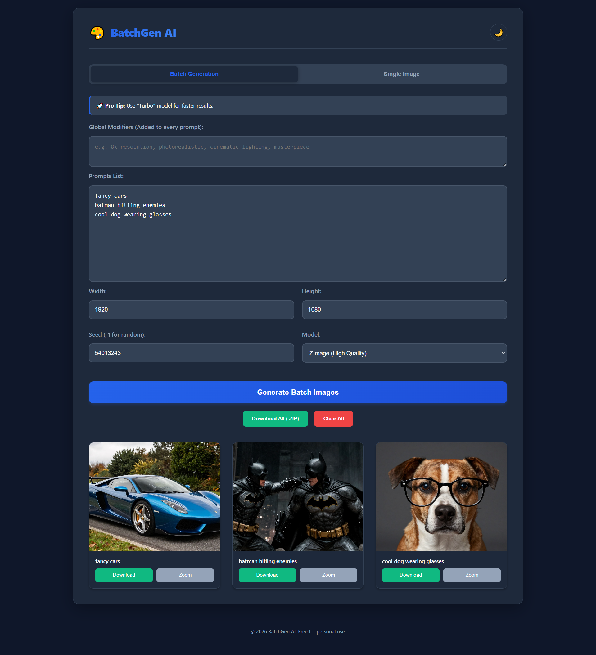 BatchGenAI screenshot 2