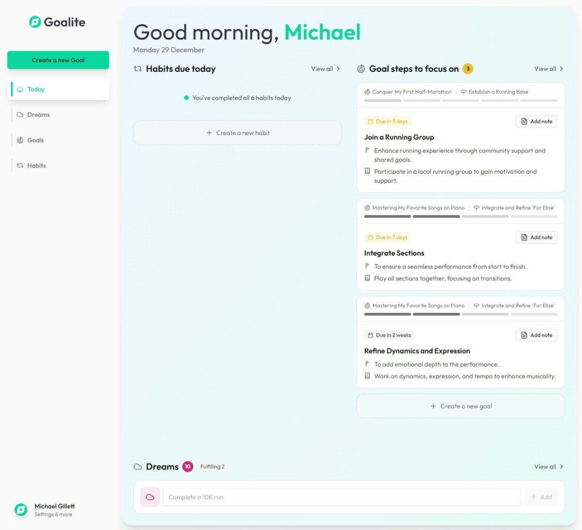 Goalite: Turn "one day" into Day One screenshot 2