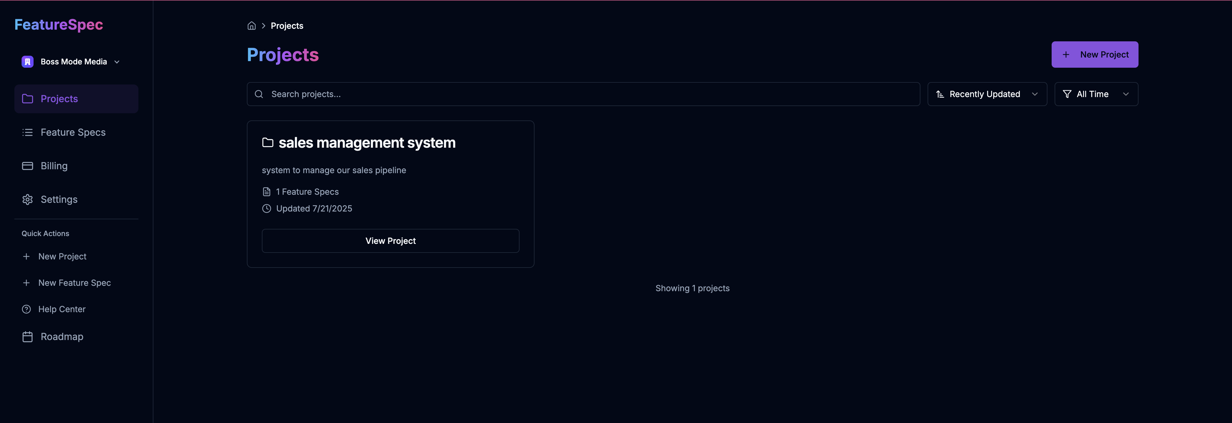 FeatureSpec screenshot 1