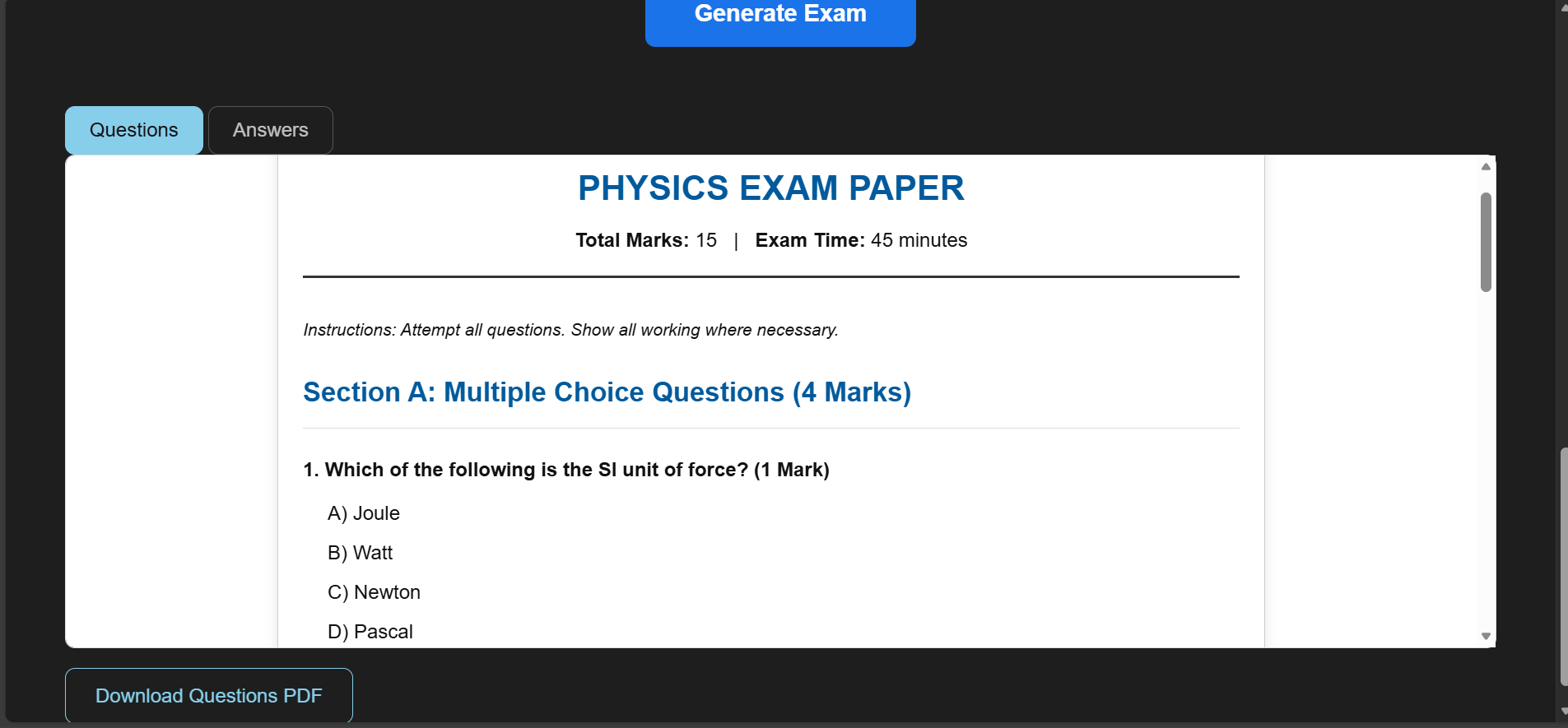 AI Exam Generator –Create Questions Fast screenshot 2