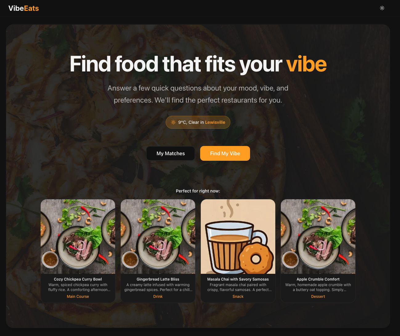 VibeEats screenshot 1