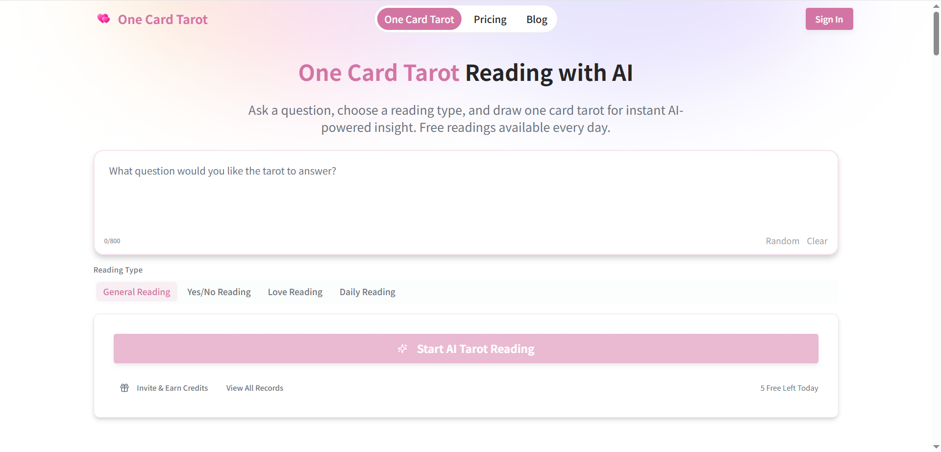 One Card Tarot screenshot 1