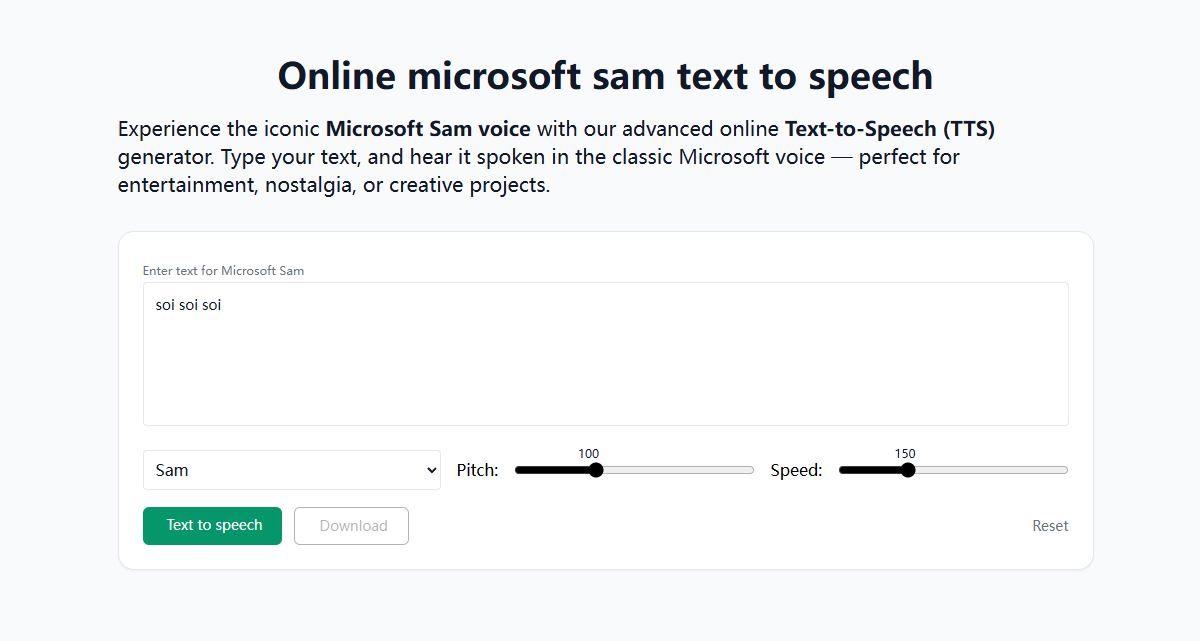 Microsoft Sam TTS screenshot 1
