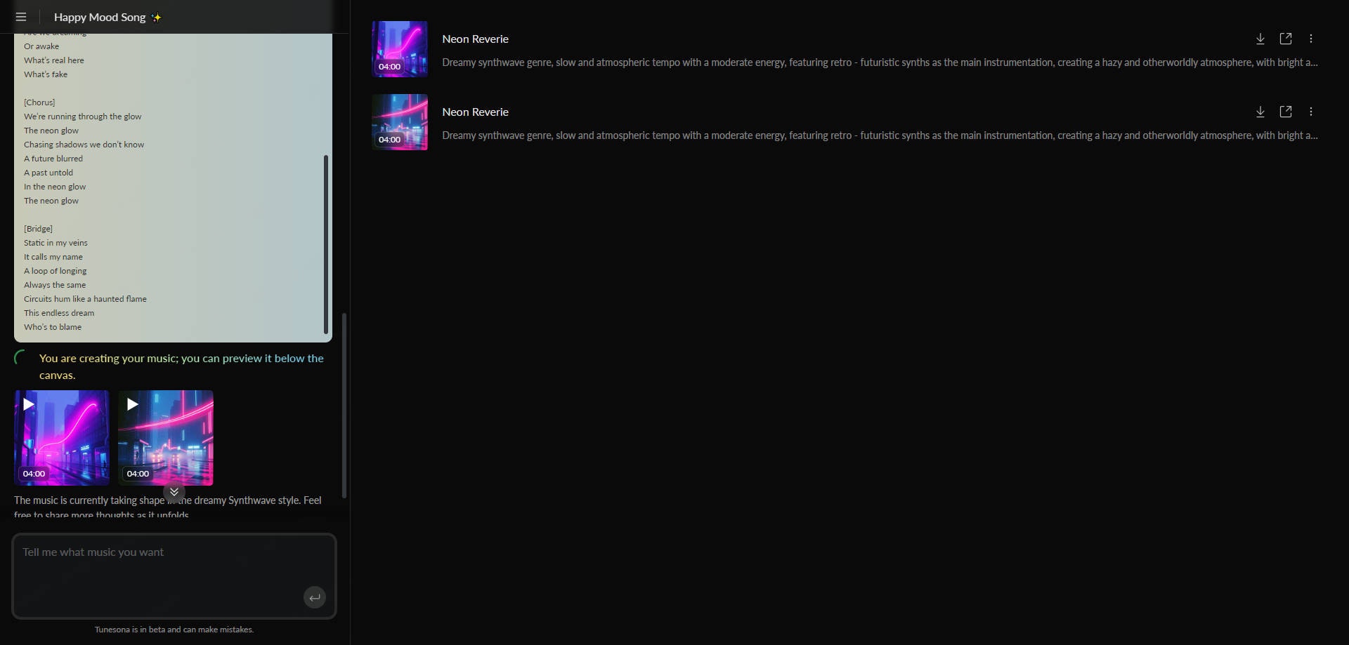 Tunesona AI Music Agent screenshot 4