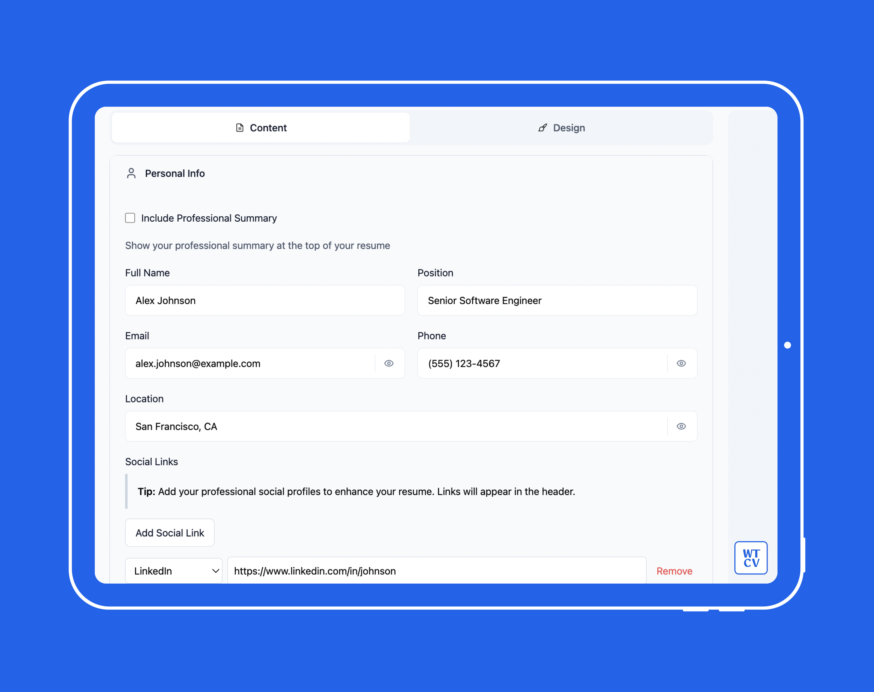 What the CV 2.0 screenshot 3