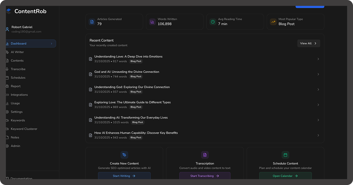 ContentRob-Social videos to SEO articles screenshot 2