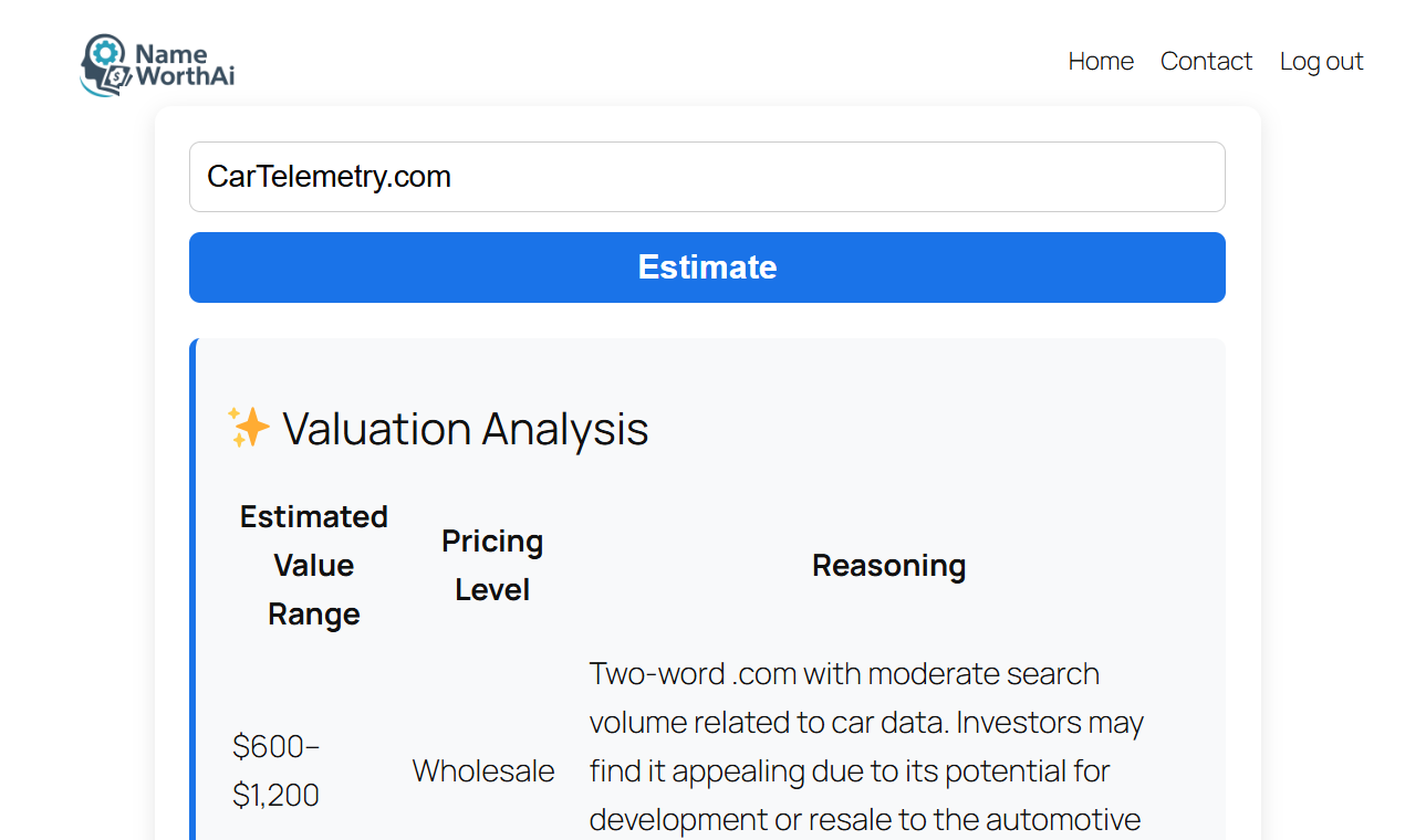NameWorth AI — Domain Valuation Tool screenshot 2
