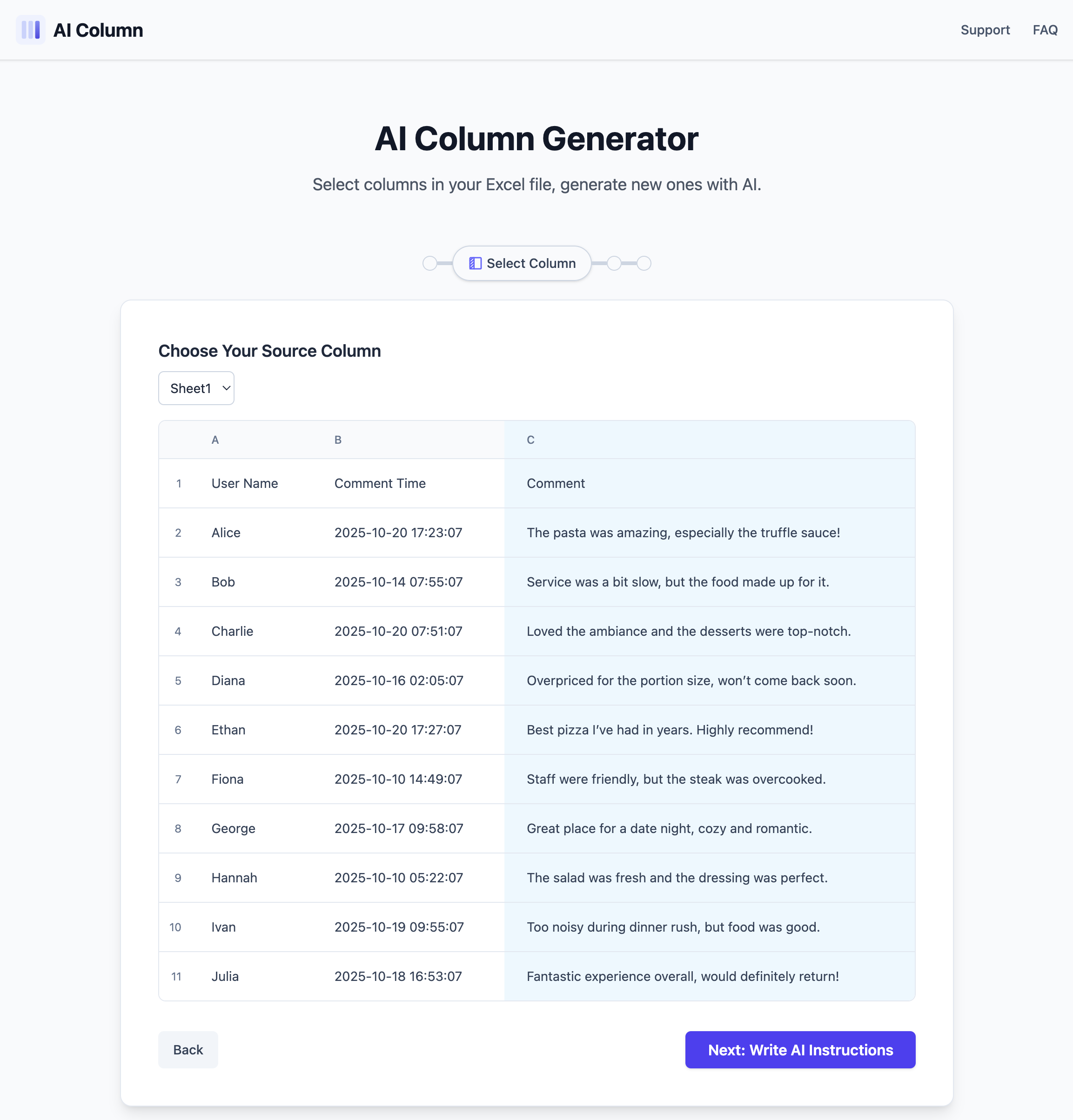 AI Column screenshot 2