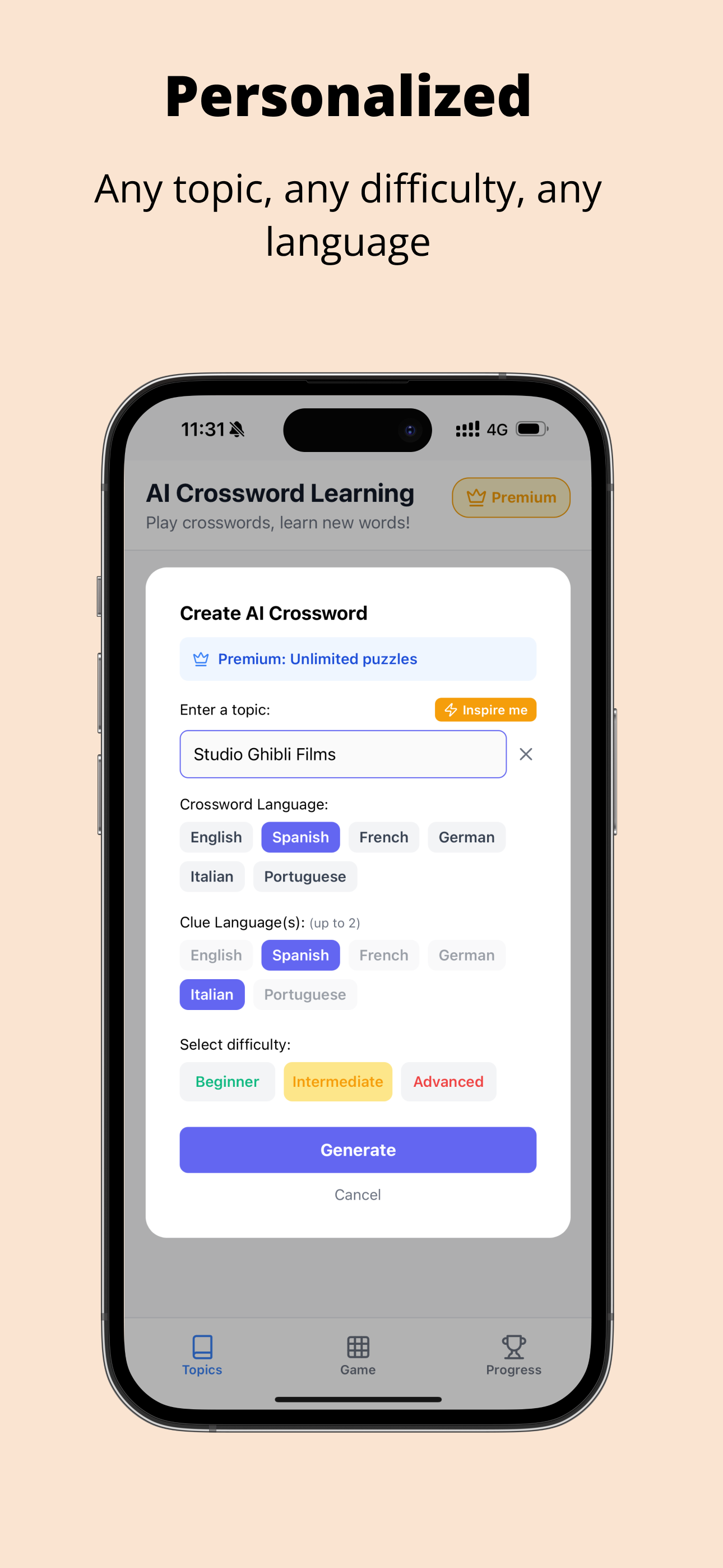 Crossword Learn - AI Crossword Puzzles screenshot 2