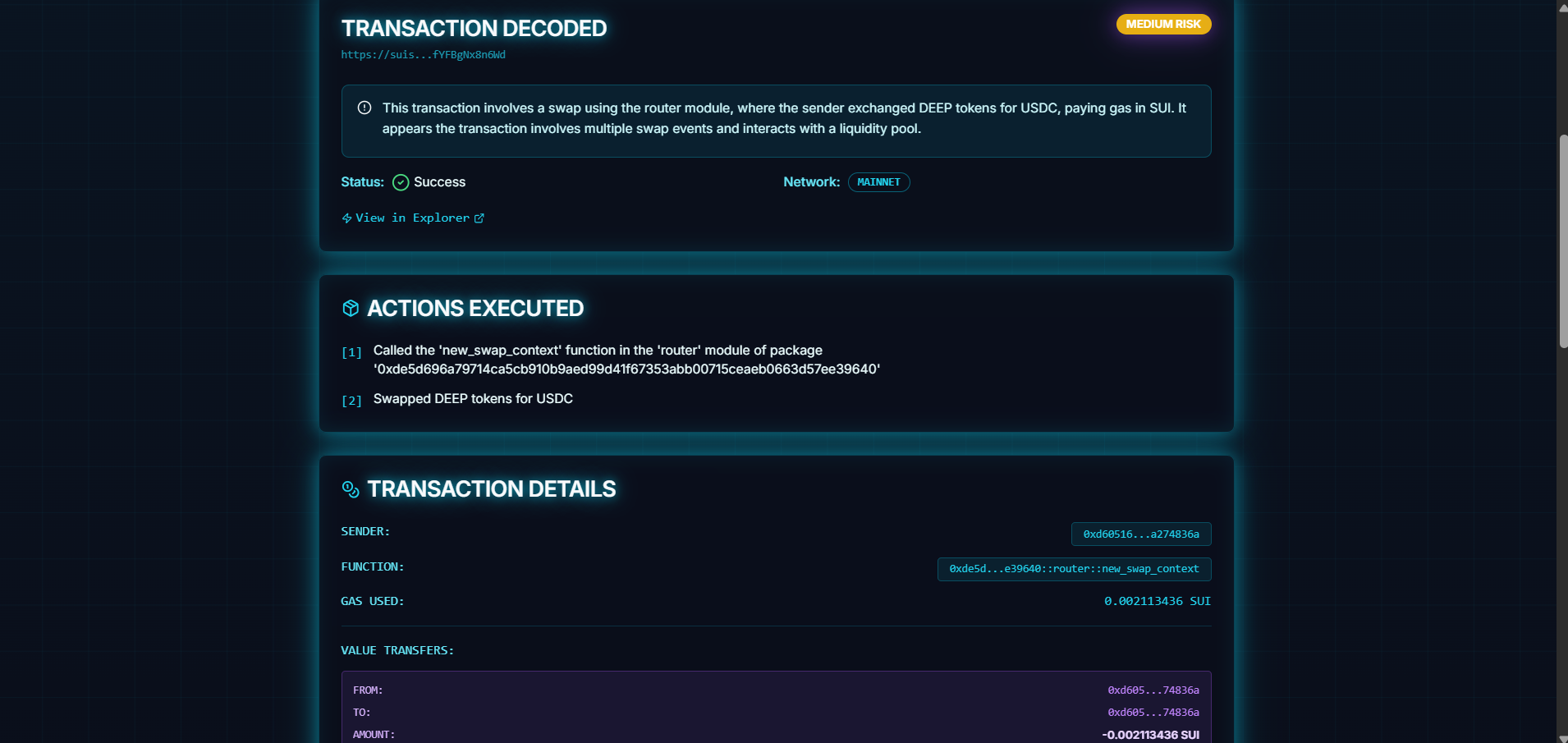 SUI TX DECODER screenshot 2