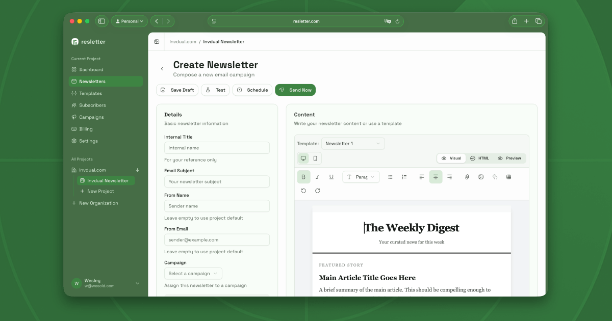 Resletter screenshot 2