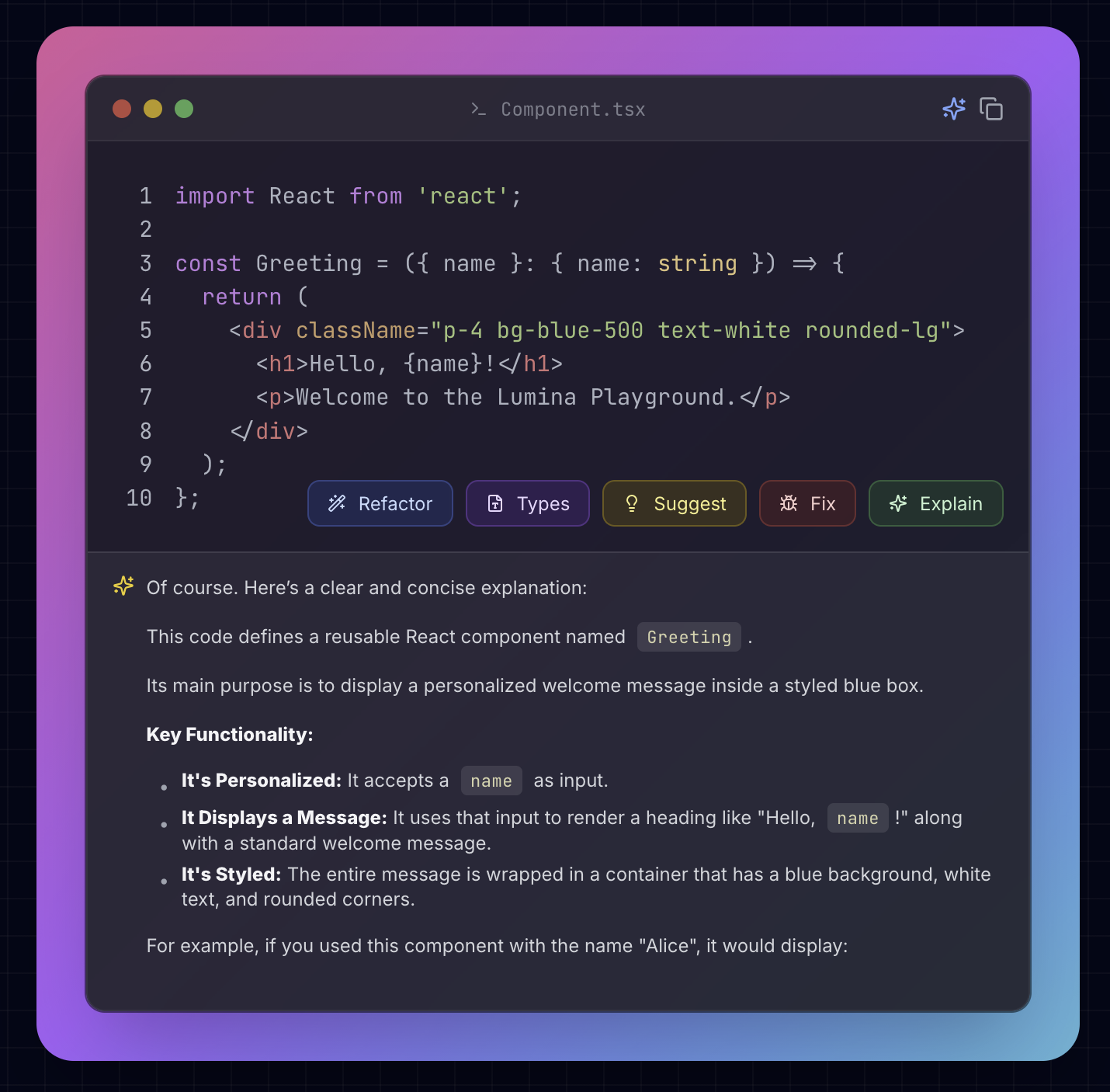 Lumina Code Frame screenshot 2