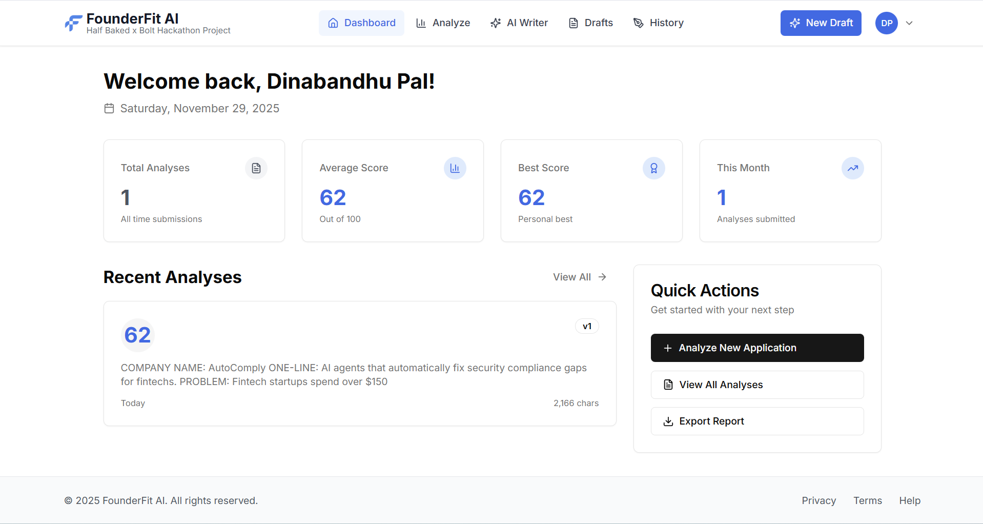FounderFit AI screenshot 2
