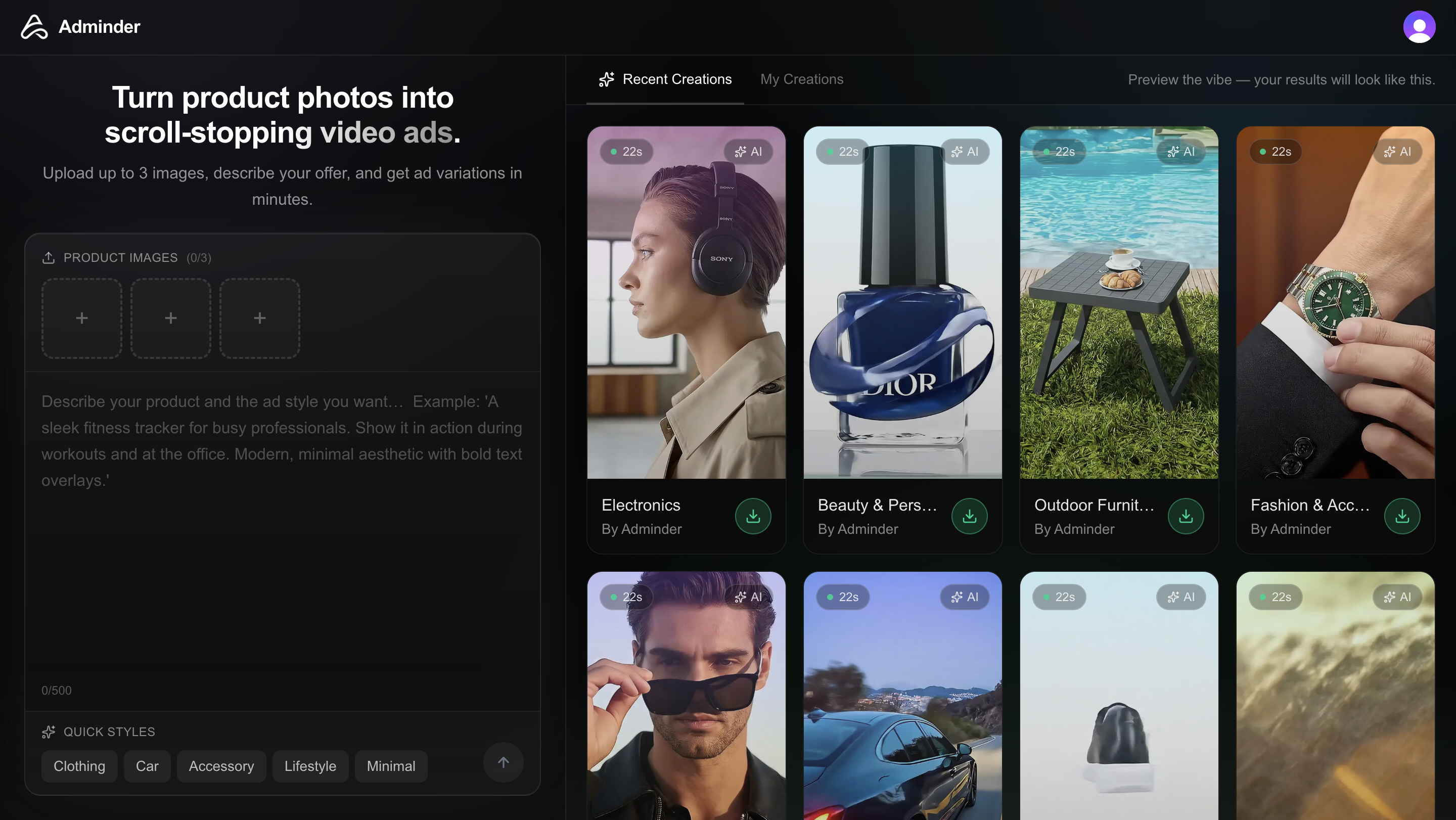 Adminder screenshot 1