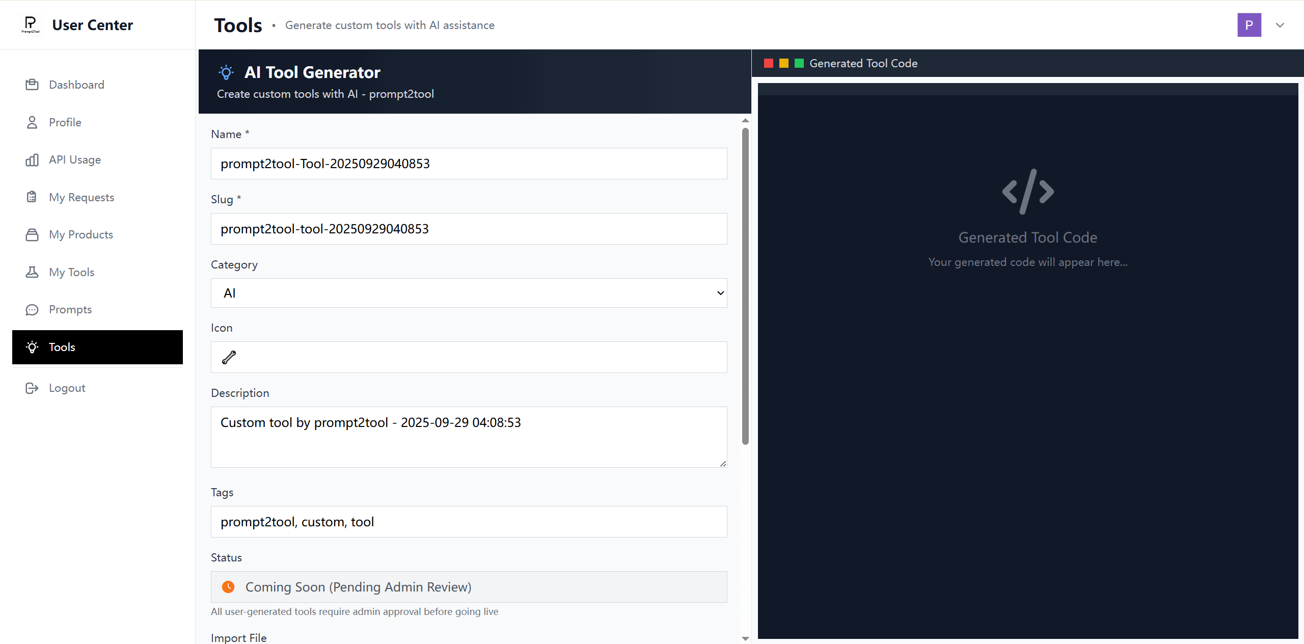 Prompt2Tool screenshot 4