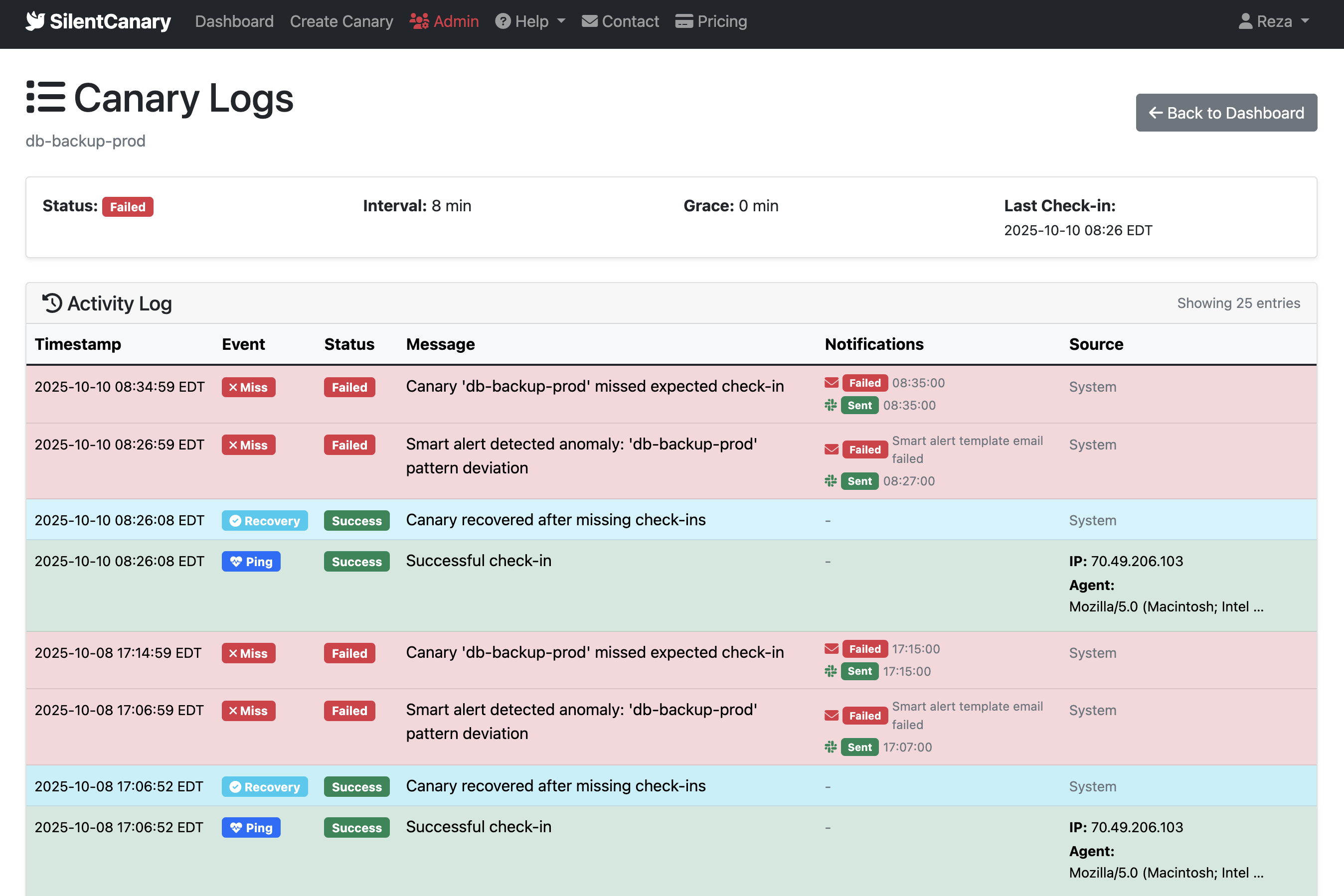 SilentCanary.com screenshot 1