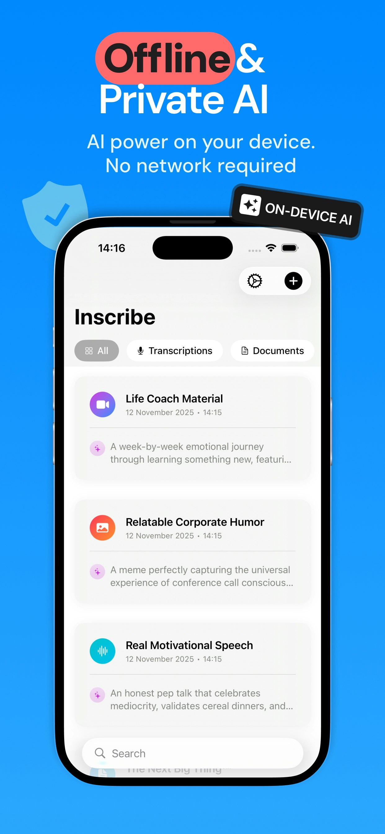 Inscribe: Offline AI Chat & Documents screenshot 1