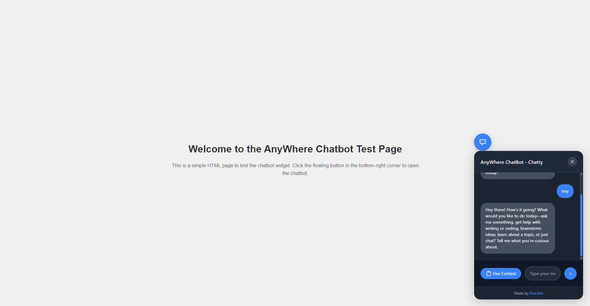 Anywhere ChatBot - Chatty screenshot 1