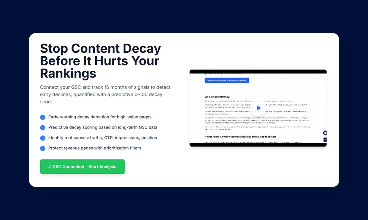 Content Decay Tool (by Wellows) screenshot 2