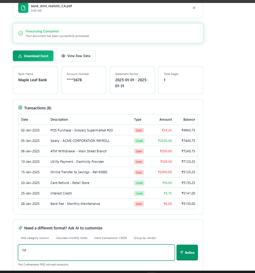 SriVSR – AI PDF to Excel Converter screenshot 3
