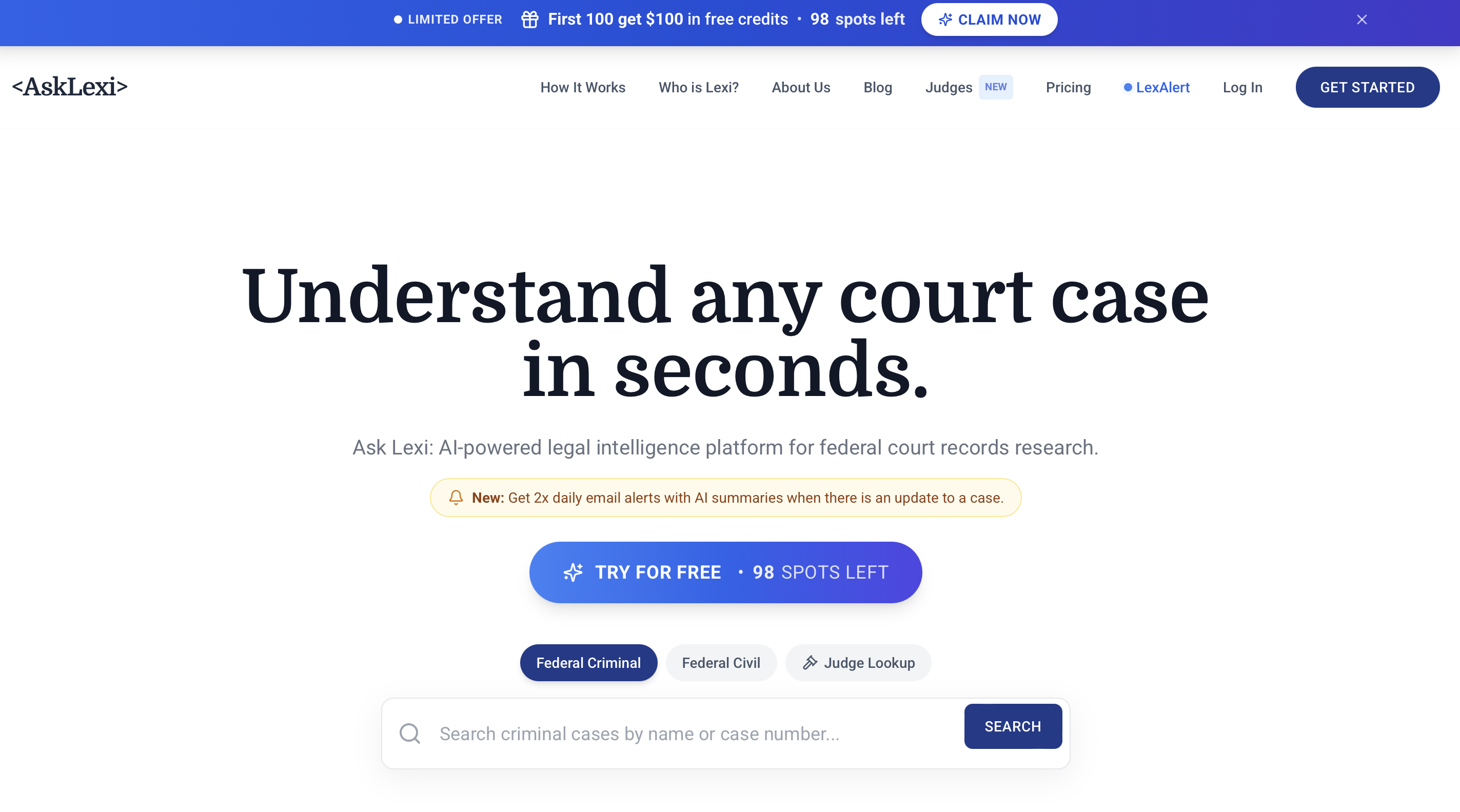 AskLexi search 1B+ court records w/  AI screenshot 2