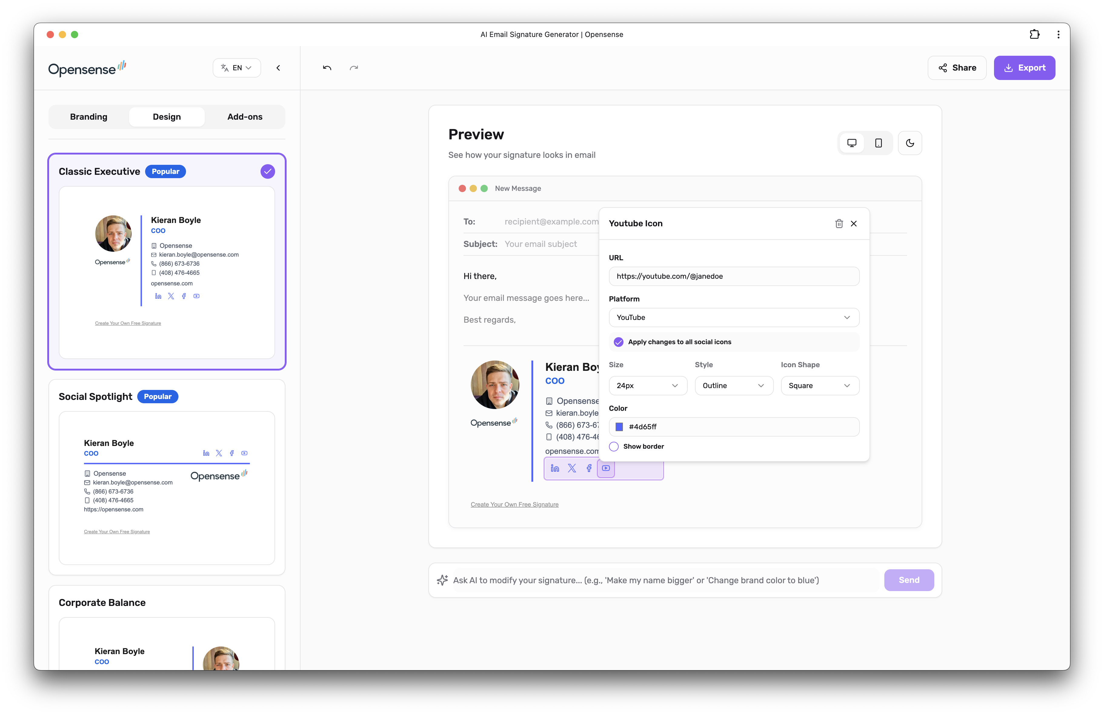 Opensense AI Email Signature Generator screenshot 6