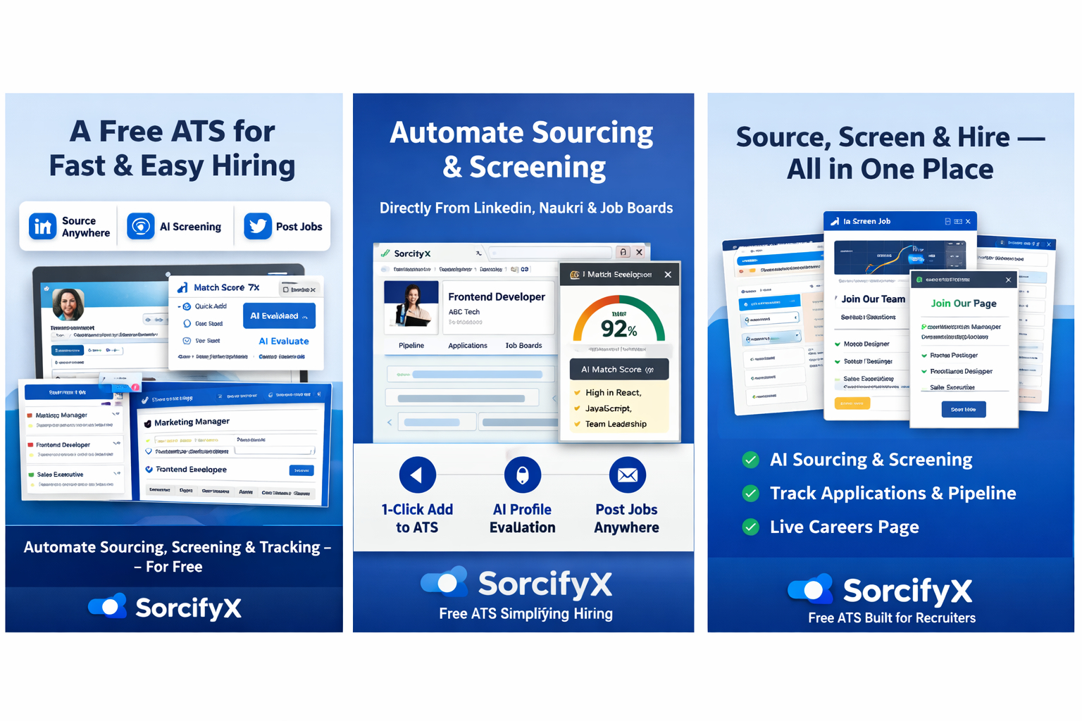 SorcifyX — Free ATS for Recruiters screenshot 1