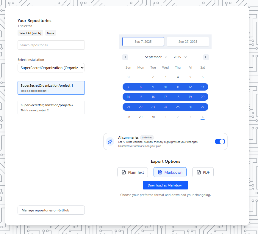 ChangeLogScribe screenshot 4