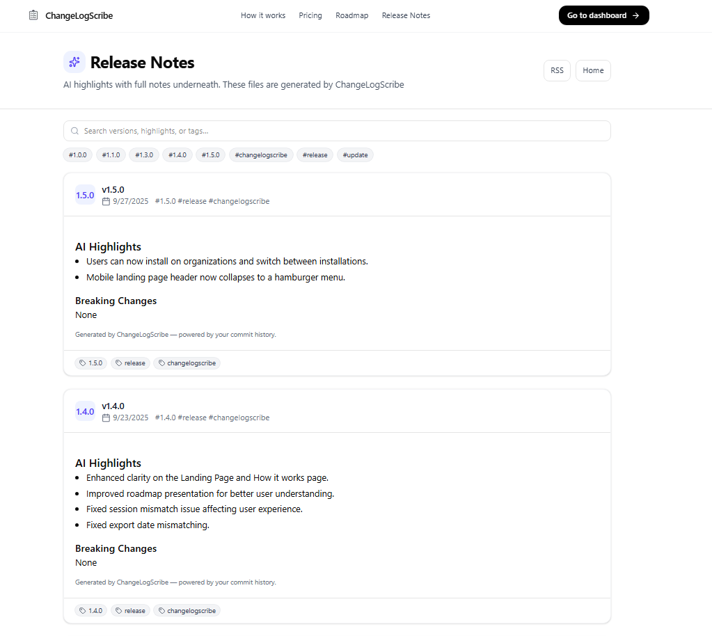 ChangeLogScribe screenshot 3