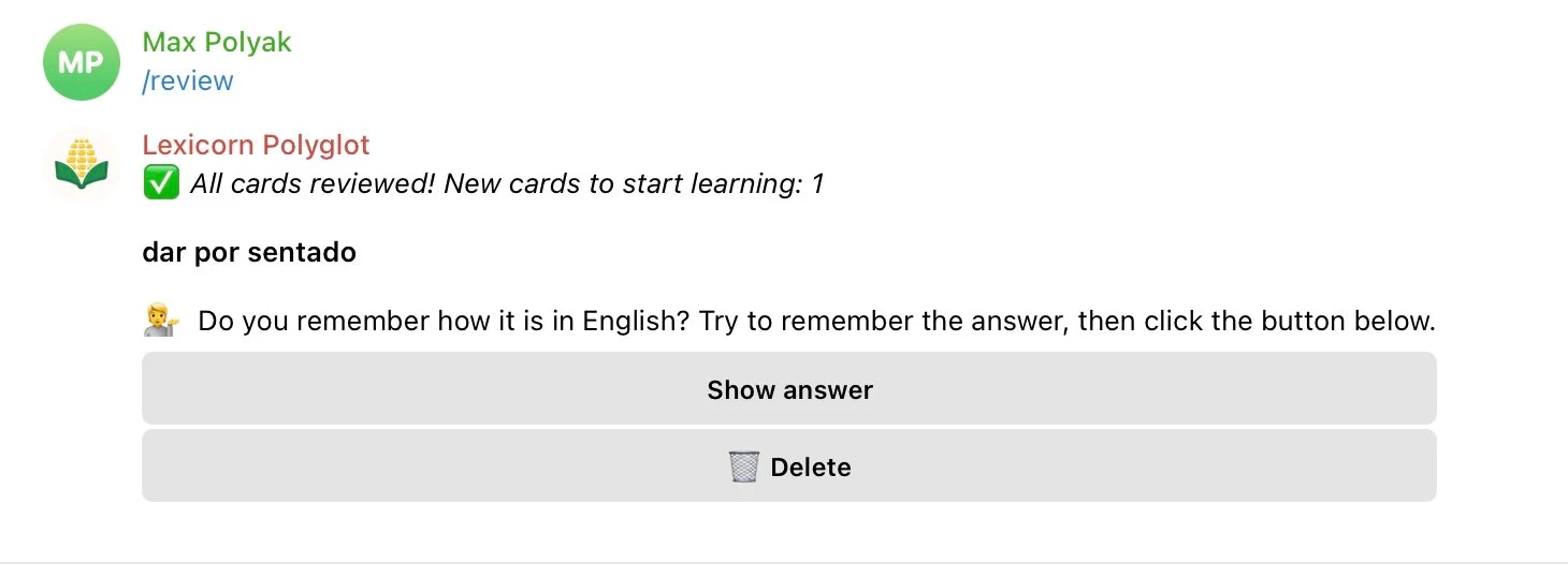 Lexicorn: Telegram Vocabulary Builder screenshot 3