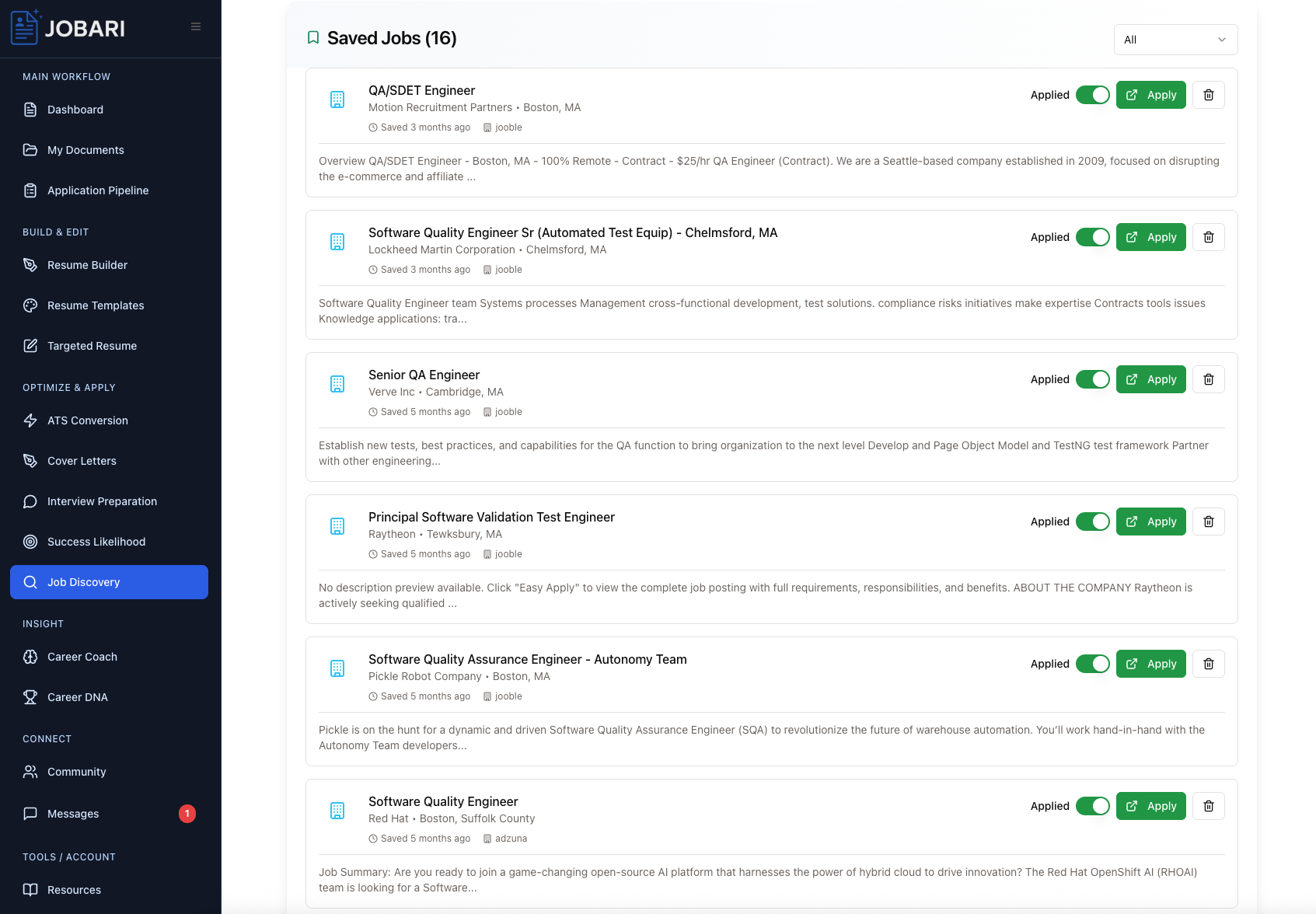 Jobari - Tools for a Smarter Job Search screenshot 8