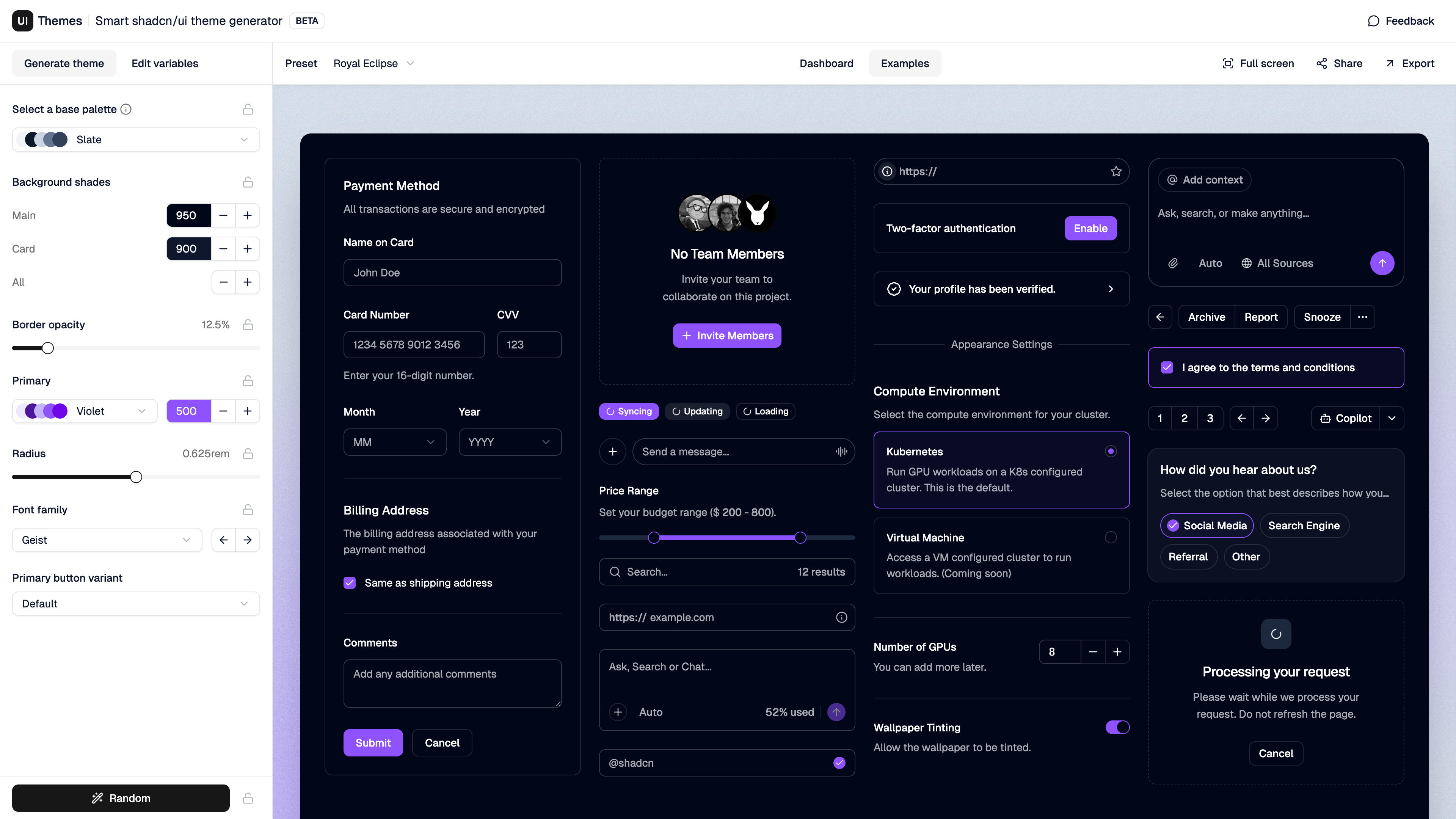 Smart shadcn/ui theme generator screenshot 3