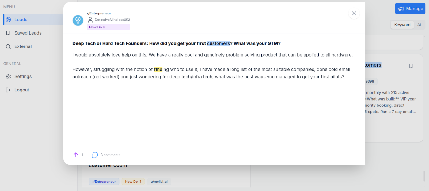 VentureRadar - Marketing using Reddit screenshot 4
